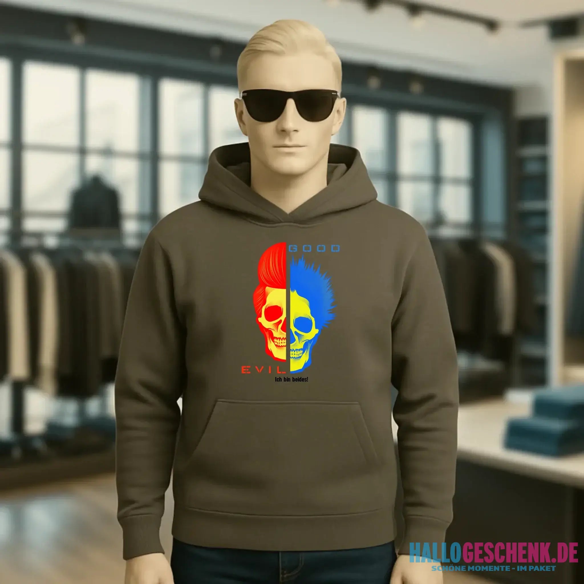 GOOD´N´EVIL - RED-BLUE • Unisex Premium Hoodie XS-5XL aus Bio-Baumwolle für Damen & Herren • Exklusivdesign • personalisiert