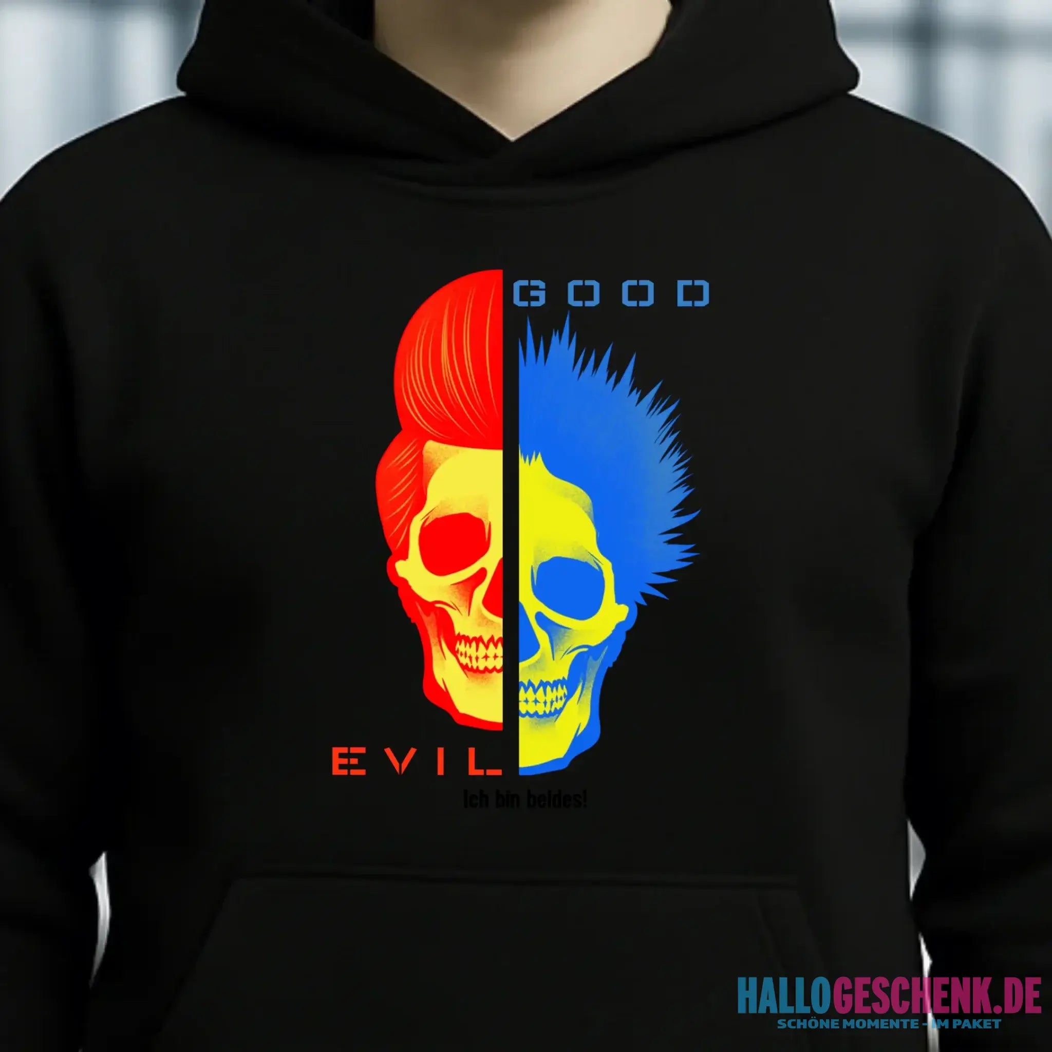 GOOD´N´EVIL - RED-BLUE • Unisex Premium Hoodie XS-5XL aus Bio-Baumwolle für Damen & Herren • Exklusivdesign • personalisiert
