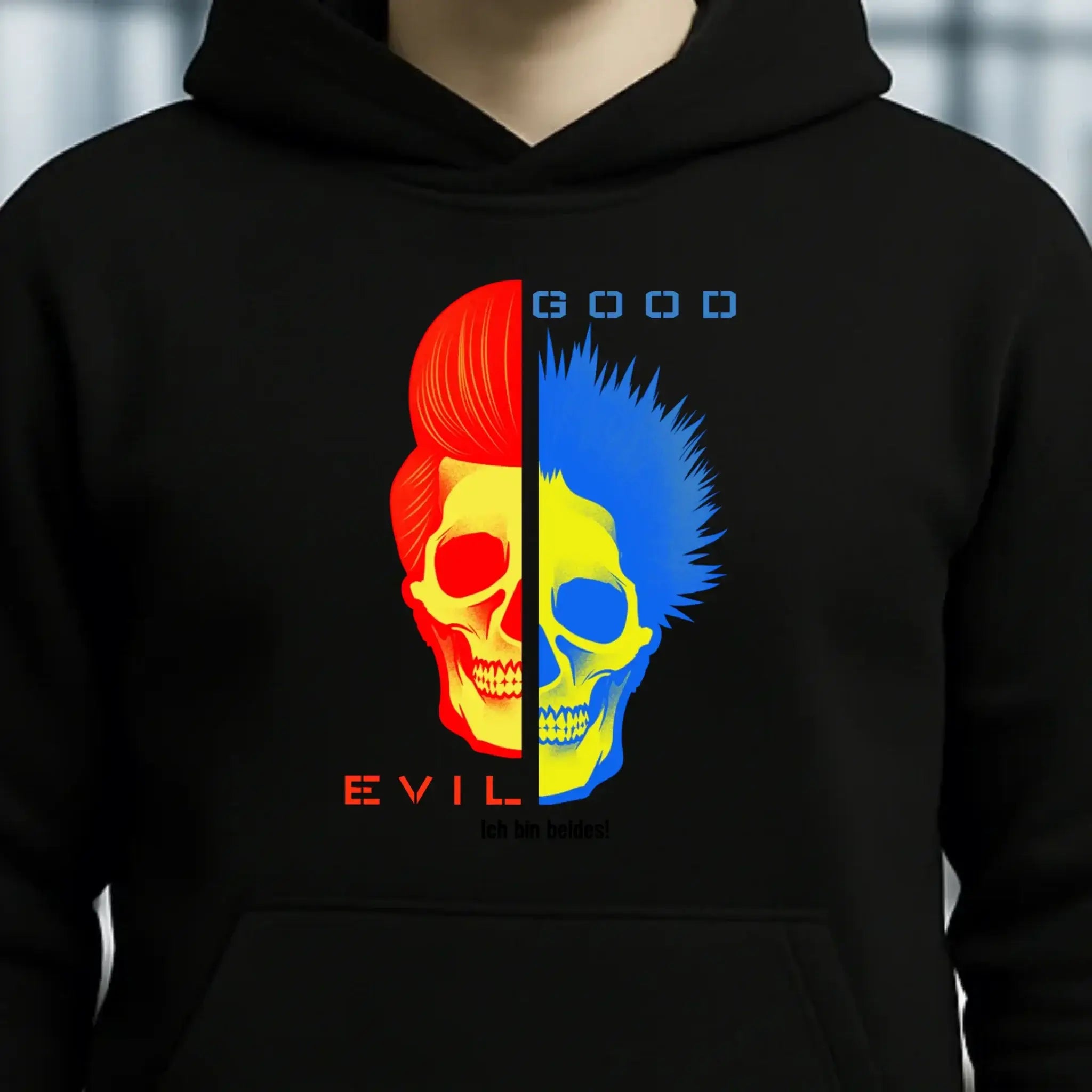 GOOD´N´EVIL - RED-BLUE • Unisex Premium Hoodie XS-5XL aus Bio-Baumwolle für Damen & Herren • Exklusivdesign • personalisiert