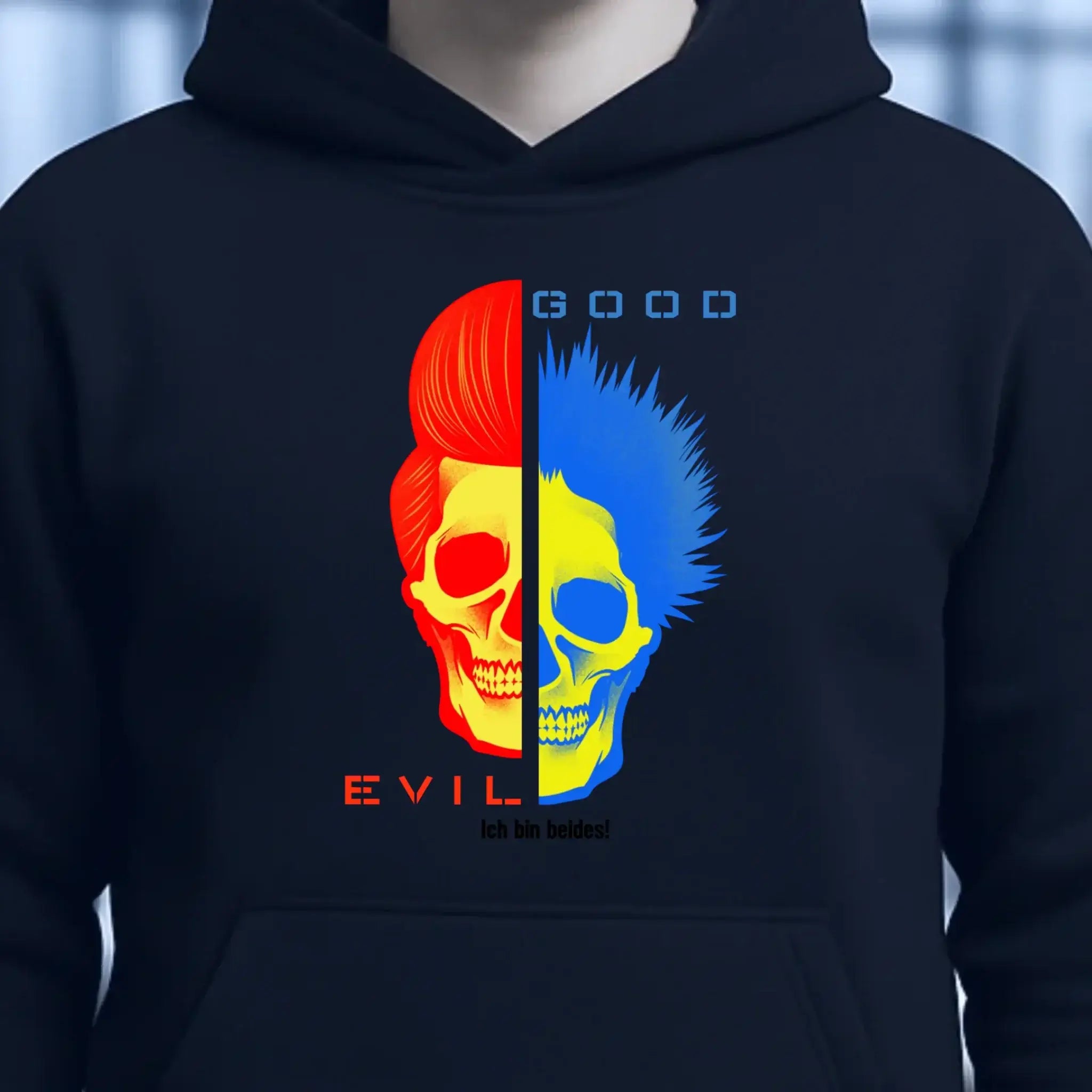 GOOD´N´EVIL - RED-BLUE • Unisex Premium Hoodie XS-5XL aus Bio-Baumwolle für Damen & Herren • Exklusivdesign • personalisiert