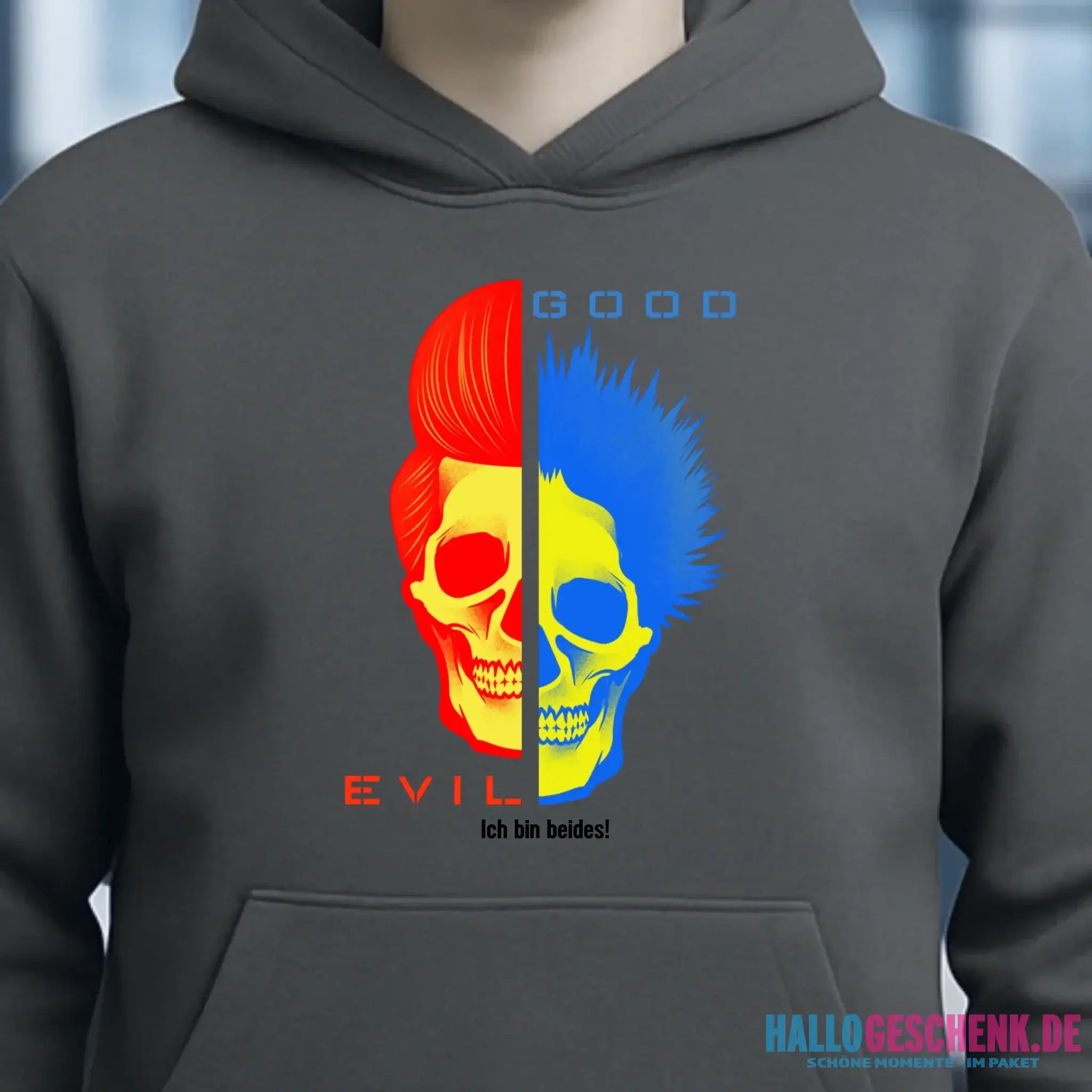 GOOD´N´EVIL - RED-BLUE • Unisex Premium Hoodie XS-5XL aus Bio-Baumwolle für Damen & Herren • Exklusivdesign • personalisiert