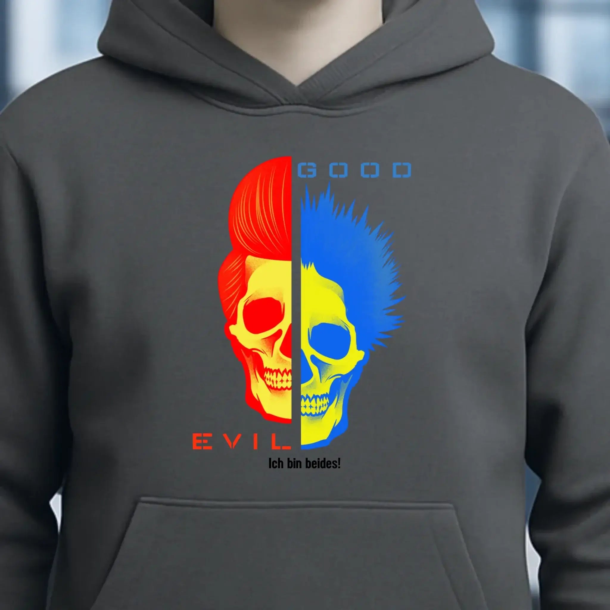 GOOD´N´EVIL - RED-BLUE • Unisex Premium Hoodie XS-5XL aus Bio-Baumwolle für Damen & Herren • Exklusivdesign • personalisiert