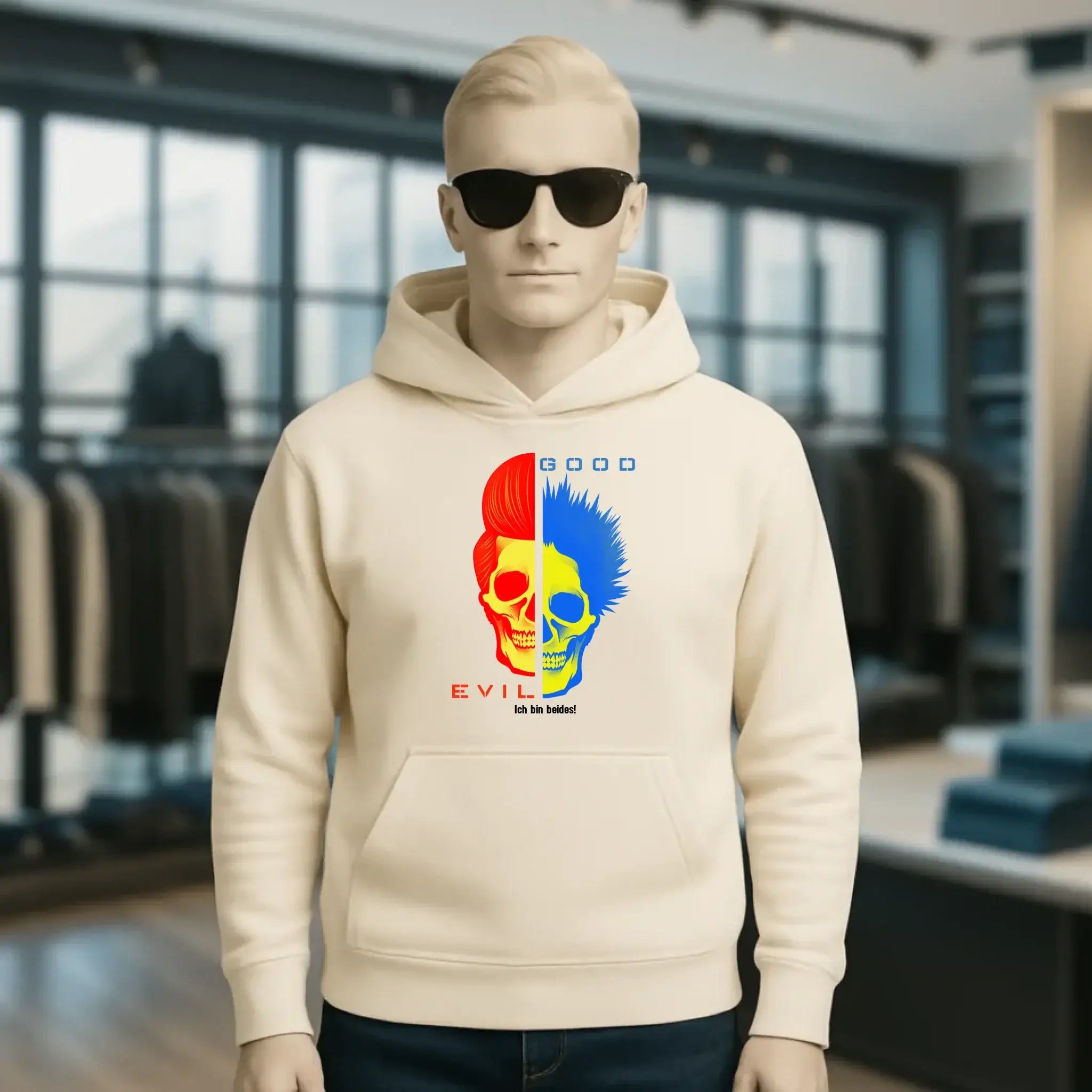 GOOD´N´EVIL - RED-BLUE • Unisex Premium Hoodie XS-5XL aus Bio-Baumwolle für Damen & Herren • Exklusivdesign • personalisiert