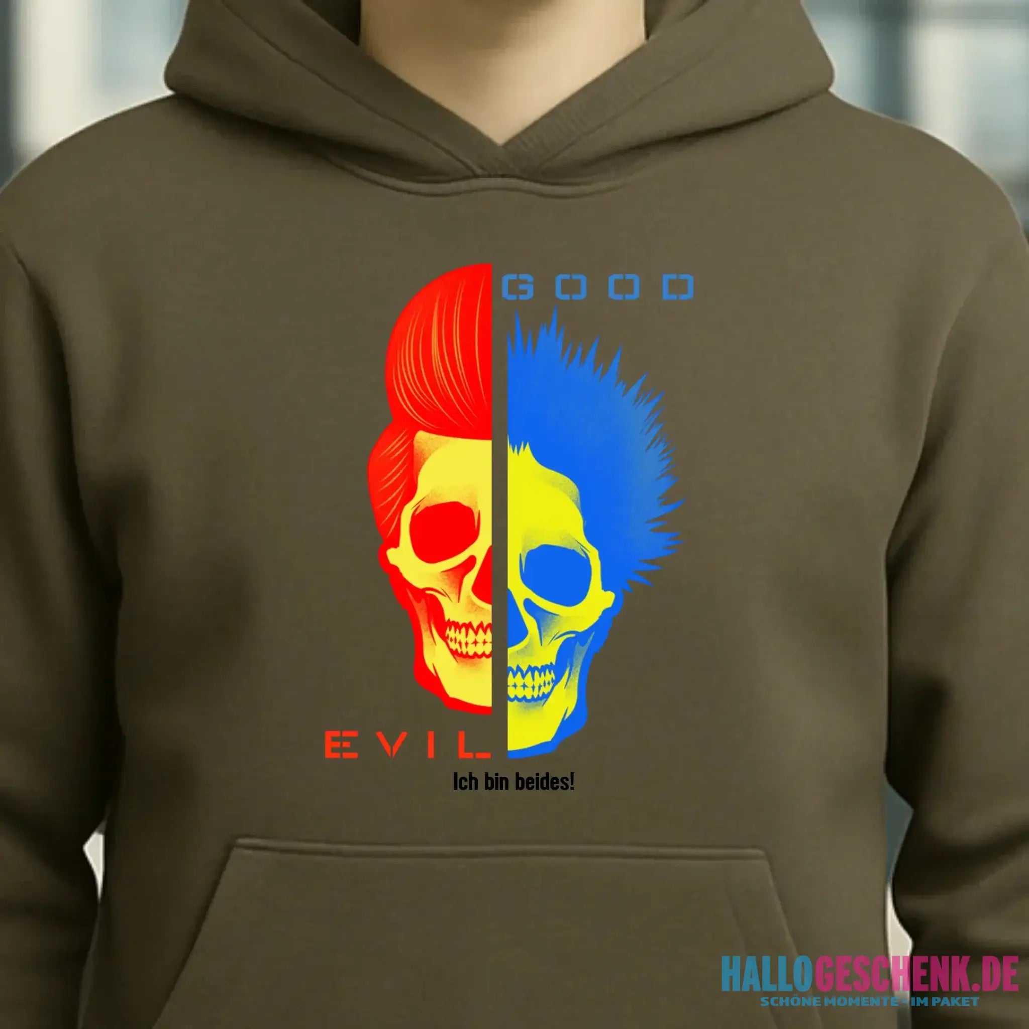 GOOD´N´EVIL - RED-BLUE • Unisex Premium Hoodie XS-5XL aus Bio-Baumwolle für Damen & Herren • Exklusivdesign • personalisiert