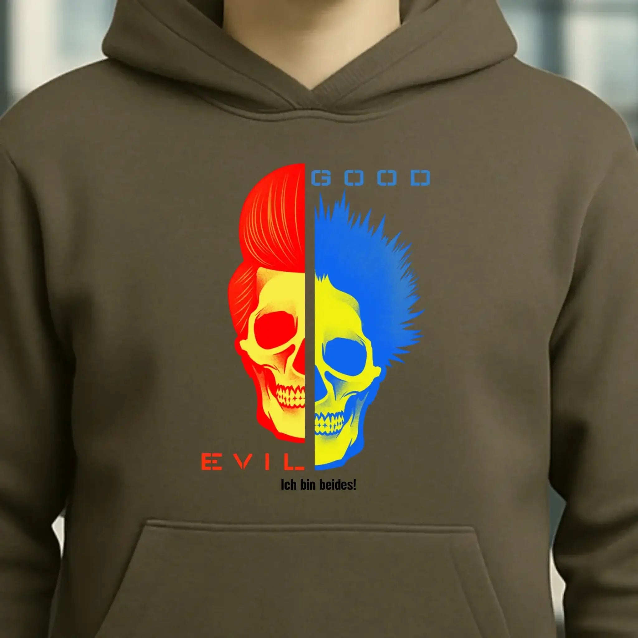 GOOD´N´EVIL - RED-BLUE • Unisex Premium Hoodie XS-5XL aus Bio-Baumwolle für Damen & Herren • Exklusivdesign • personalisiert