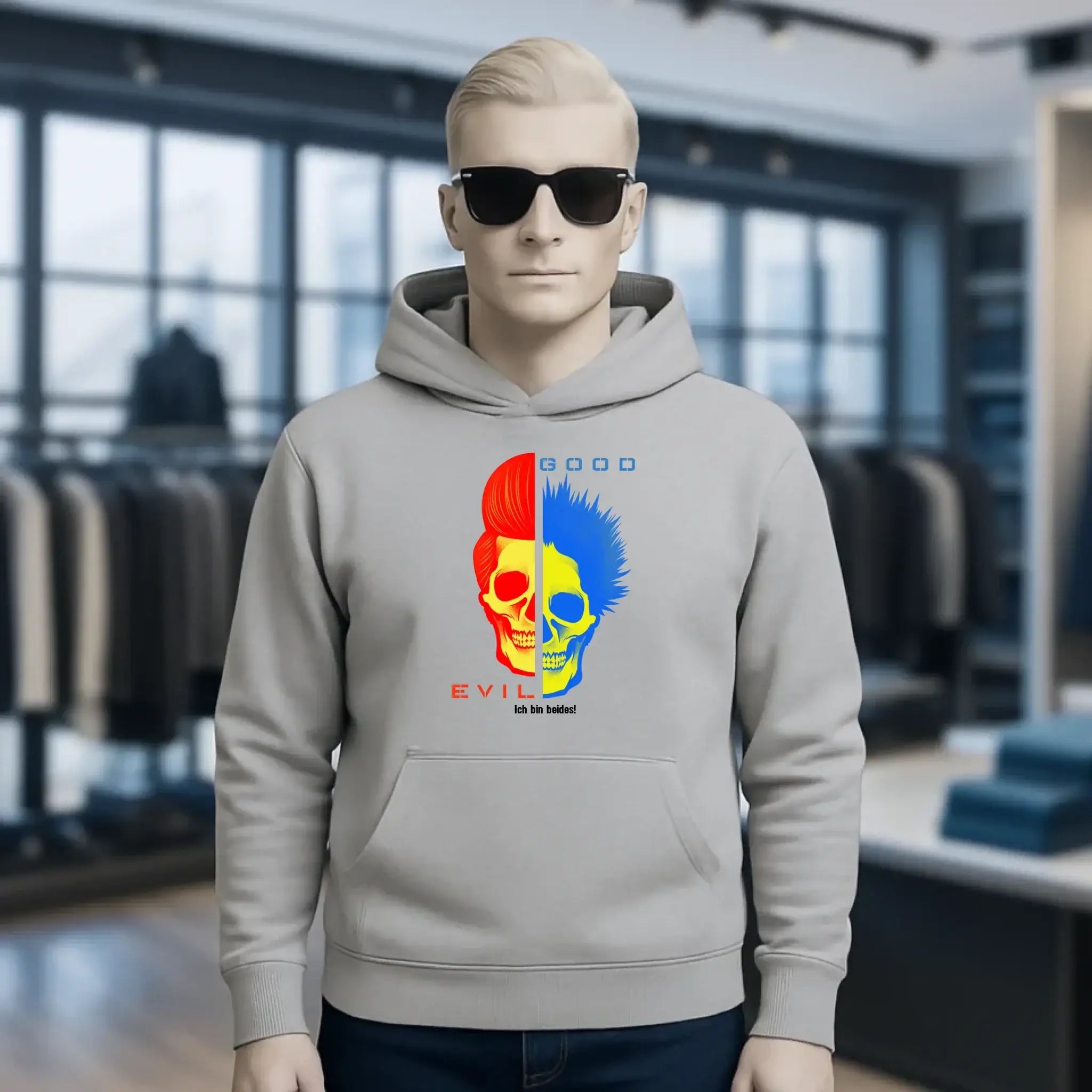 GOOD´N´EVIL - RED-BLUE • Unisex Premium Hoodie XS-5XL aus Bio-Baumwolle für Damen & Herren • Exklusivdesign • personalisiert