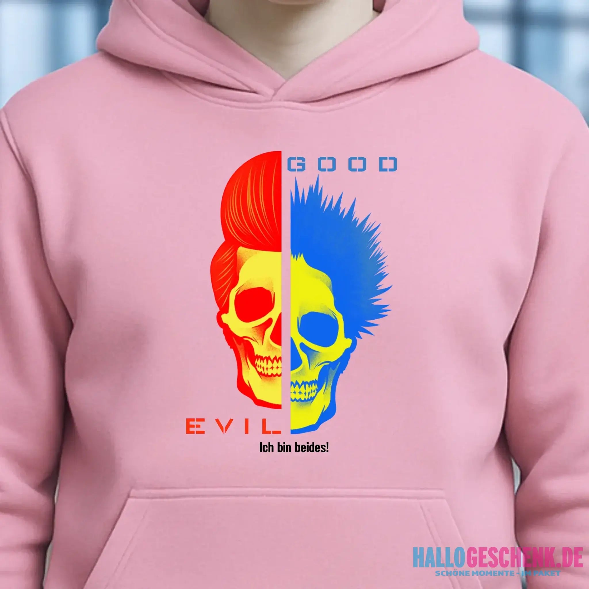 GOOD´N´EVIL - RED-BLUE • Unisex Premium Hoodie XS-5XL aus Bio-Baumwolle für Damen & Herren • Exklusivdesign • personalisiert