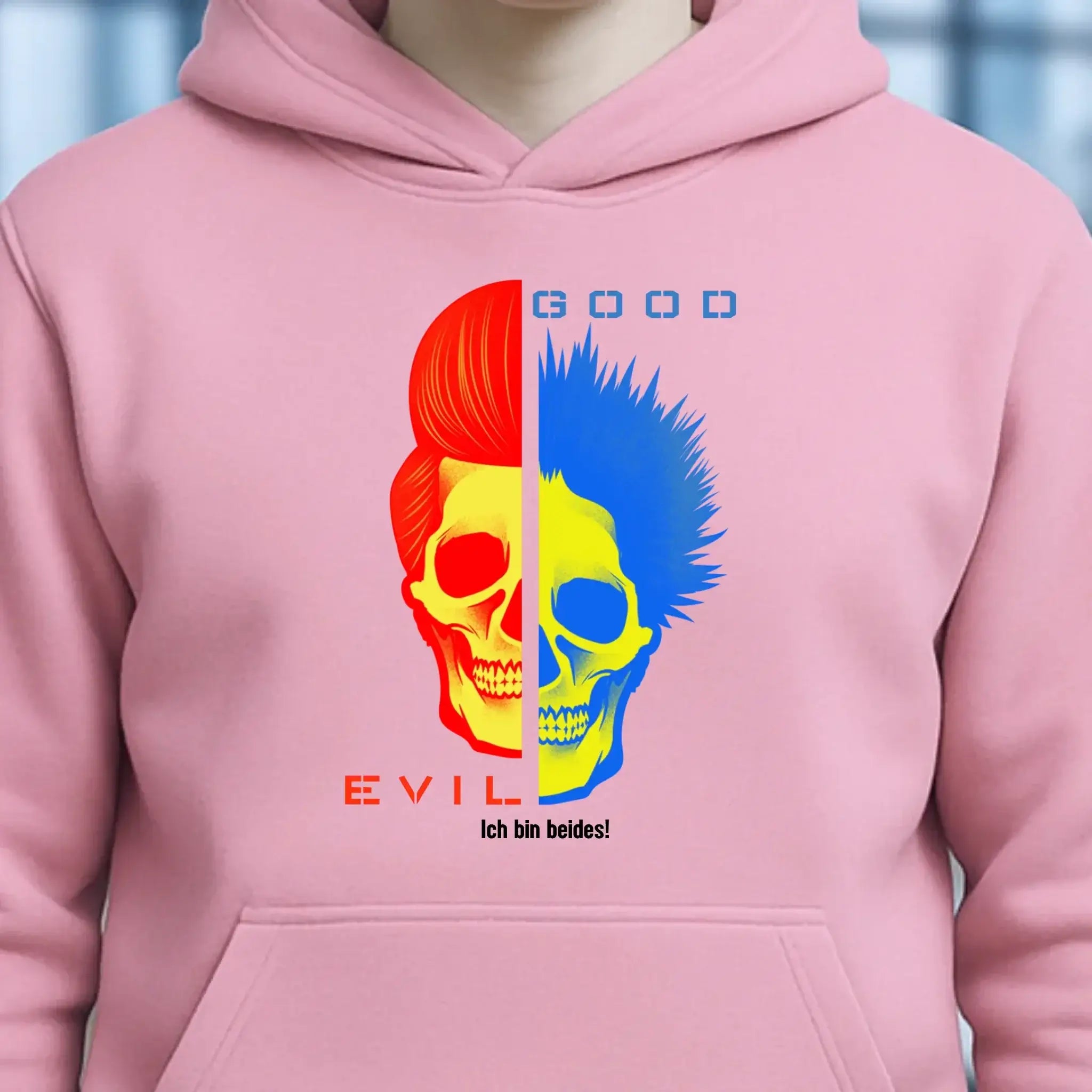 GOOD´N´EVIL - RED-BLUE • Unisex Premium Hoodie XS-5XL aus Bio-Baumwolle für Damen & Herren • Exklusivdesign • personalisiert