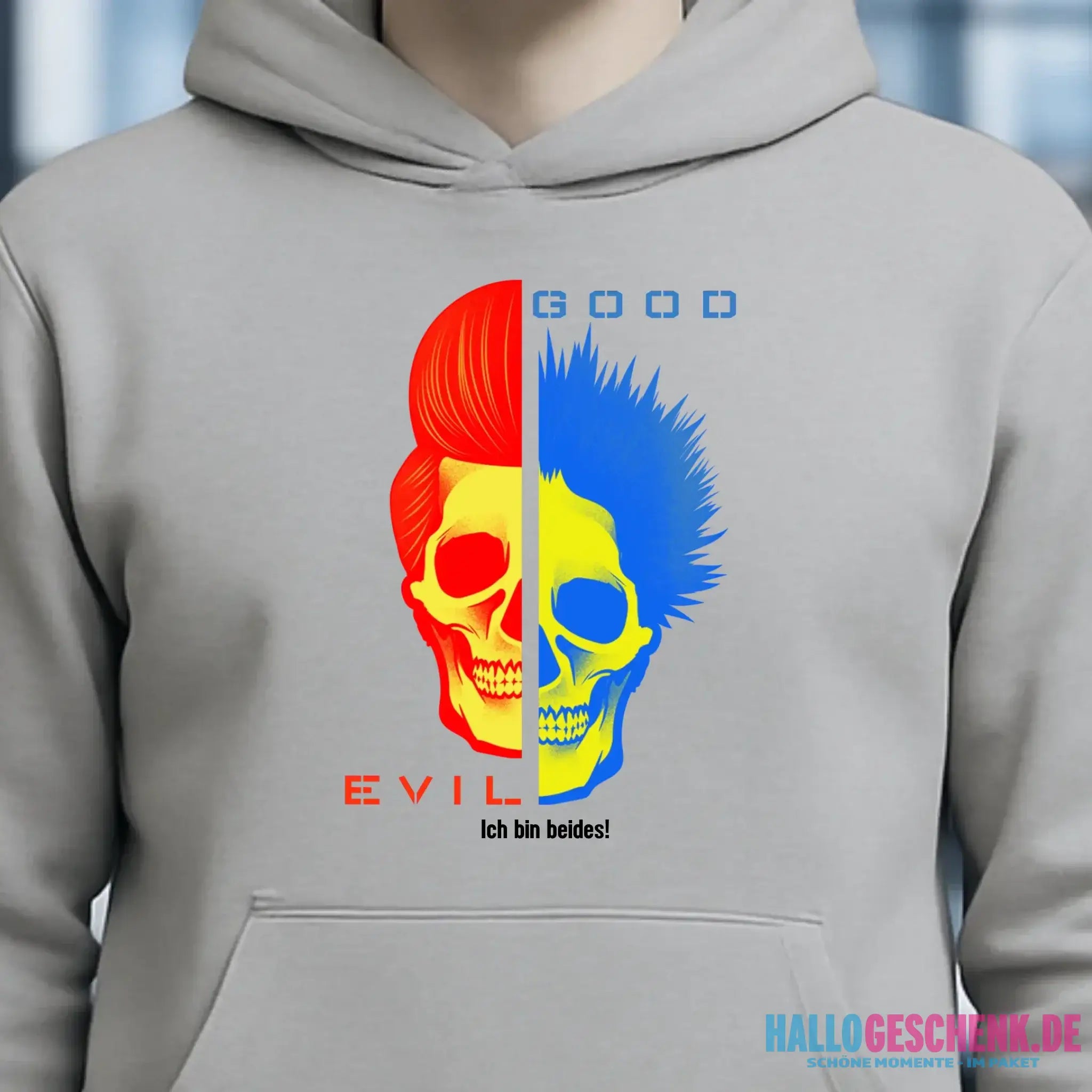 GOOD´N´EVIL - RED-BLUE • Unisex Premium Hoodie XS-5XL aus Bio-Baumwolle für Damen & Herren • Exklusivdesign • personalisiert