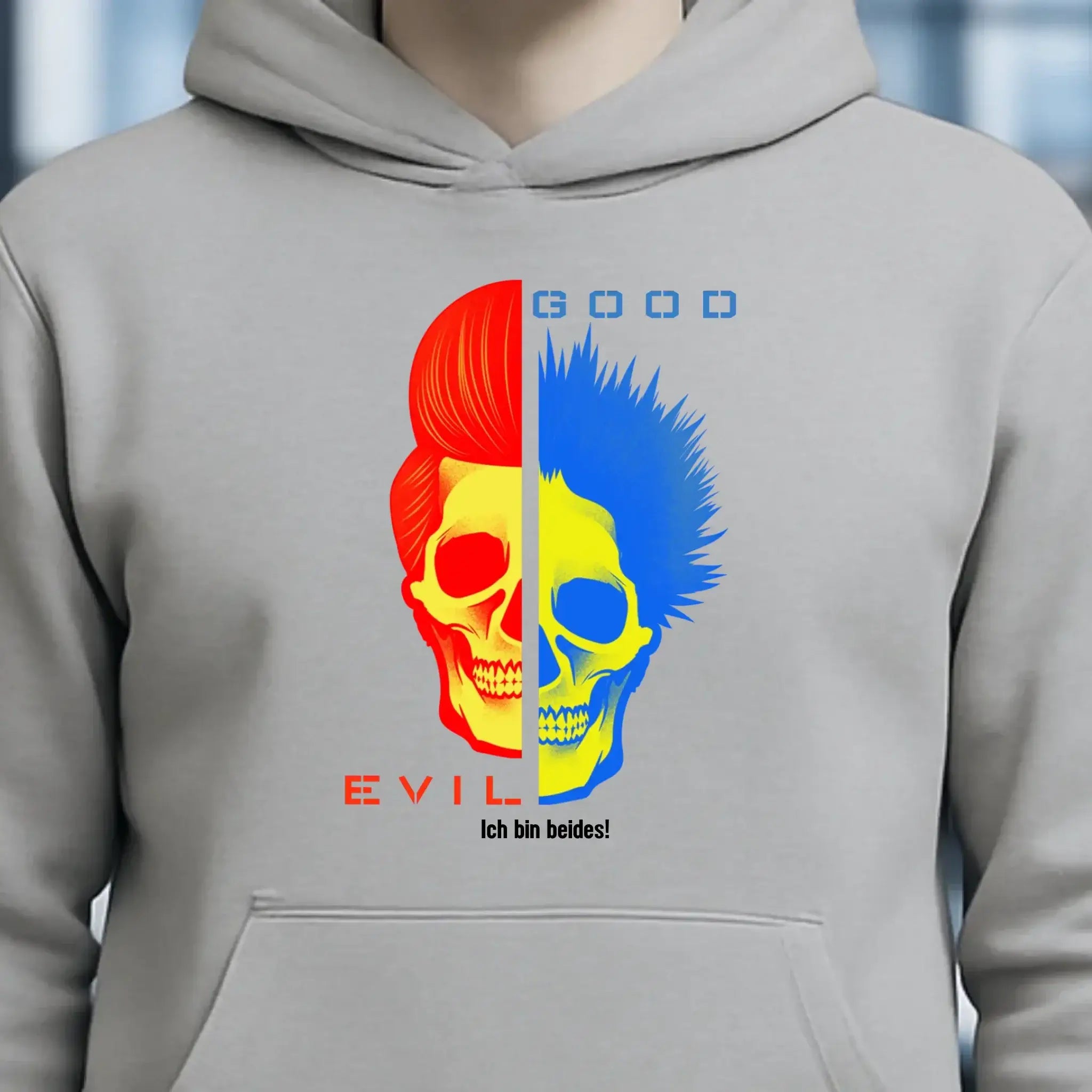 GOOD´N´EVIL - RED-BLUE • Unisex Premium Hoodie XS-5XL aus Bio-Baumwolle für Damen & Herren • Exklusivdesign • personalisiert