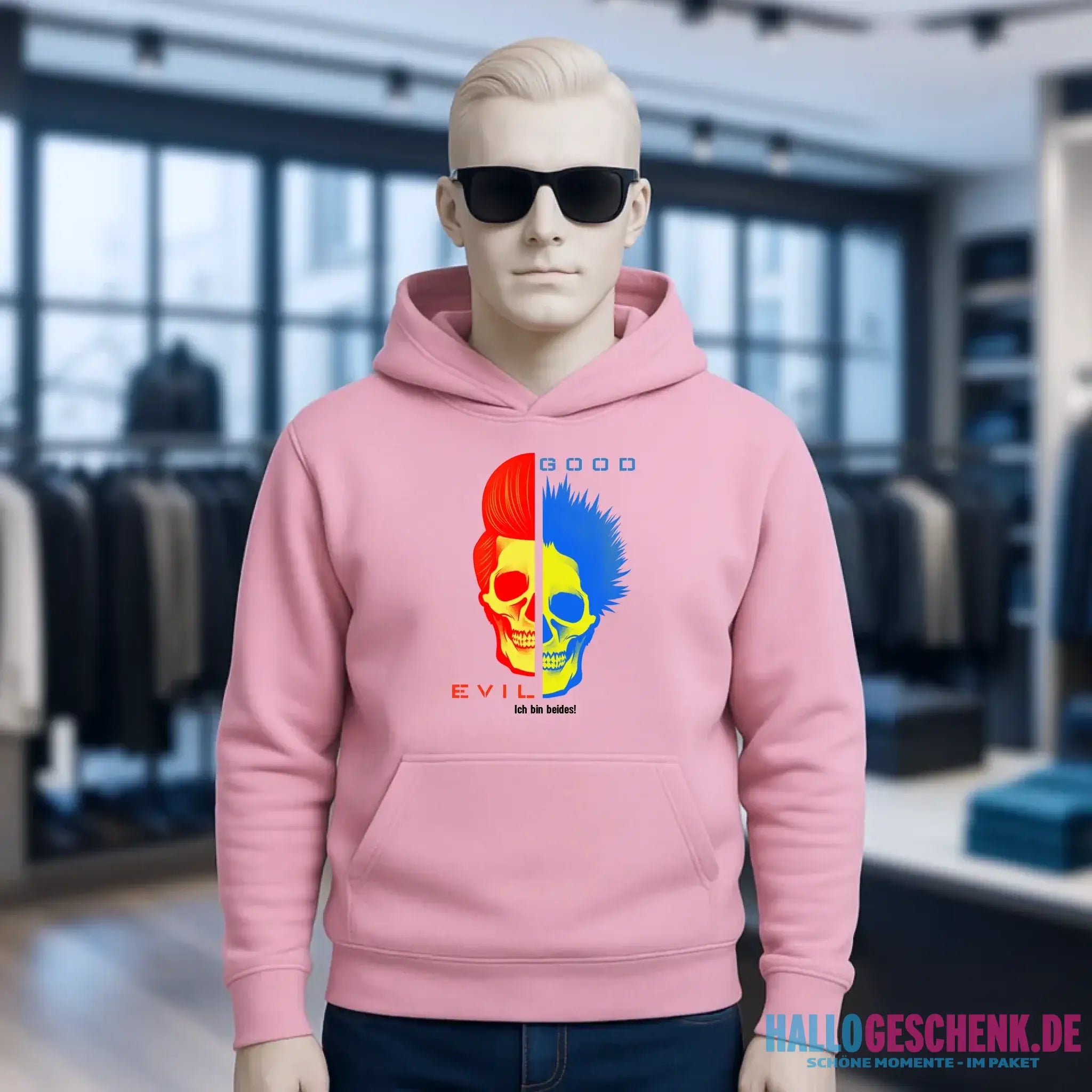 GOOD´N´EVIL - RED-BLUE • Unisex Premium Hoodie XS-5XL aus Bio-Baumwolle für Damen & Herren • Exklusivdesign • personalisiert