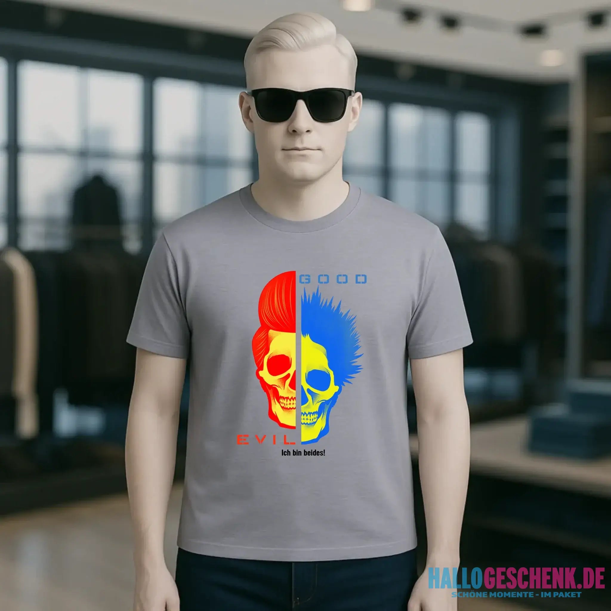 GOOD´N´EVIL - RED-BLUE • Unisex Premium T-Shirt XS-5XL aus Bio-Baumwolle für Damen & Herren • Exklusivdesign • personalisiert