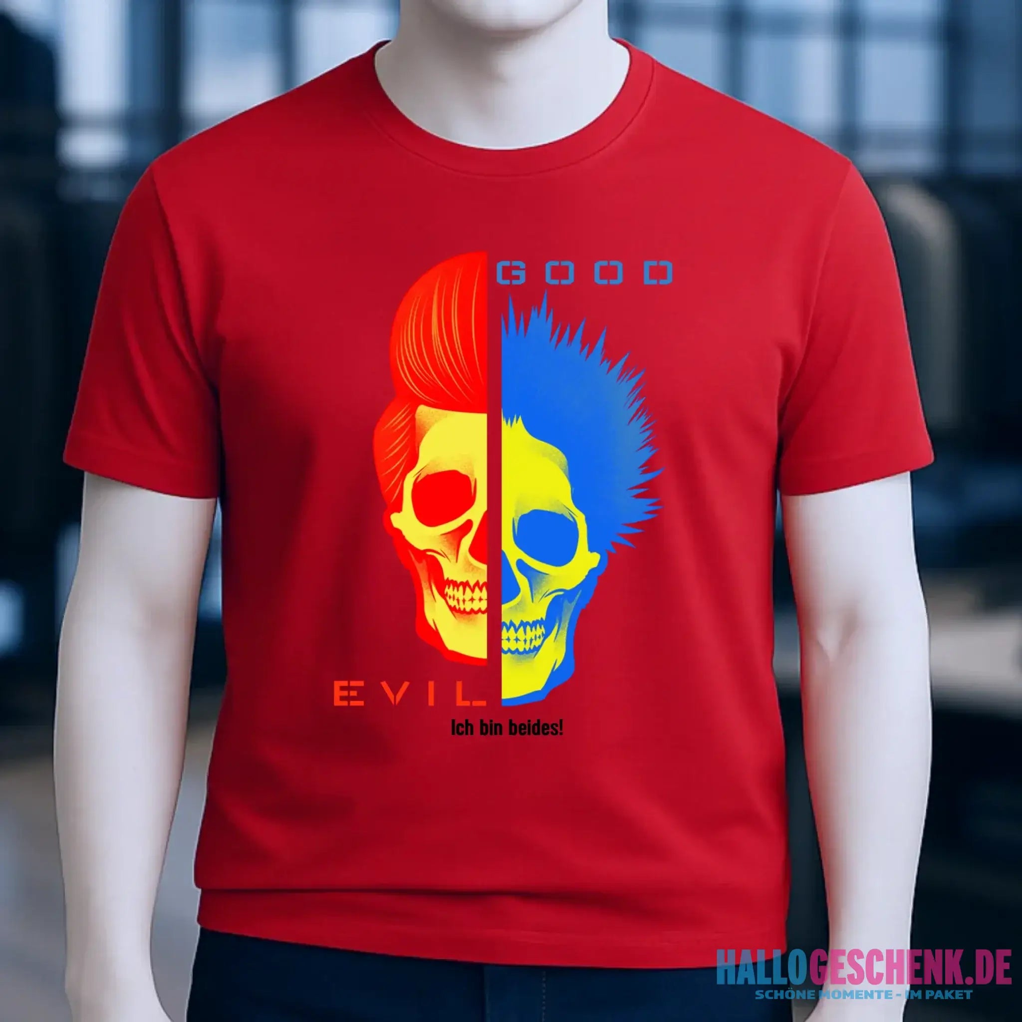 GOOD´N´EVIL - RED-BLUE • Unisex Premium T-Shirt XS-5XL aus Bio-Baumwolle für Damen & Herren • Exklusivdesign • personalisiert