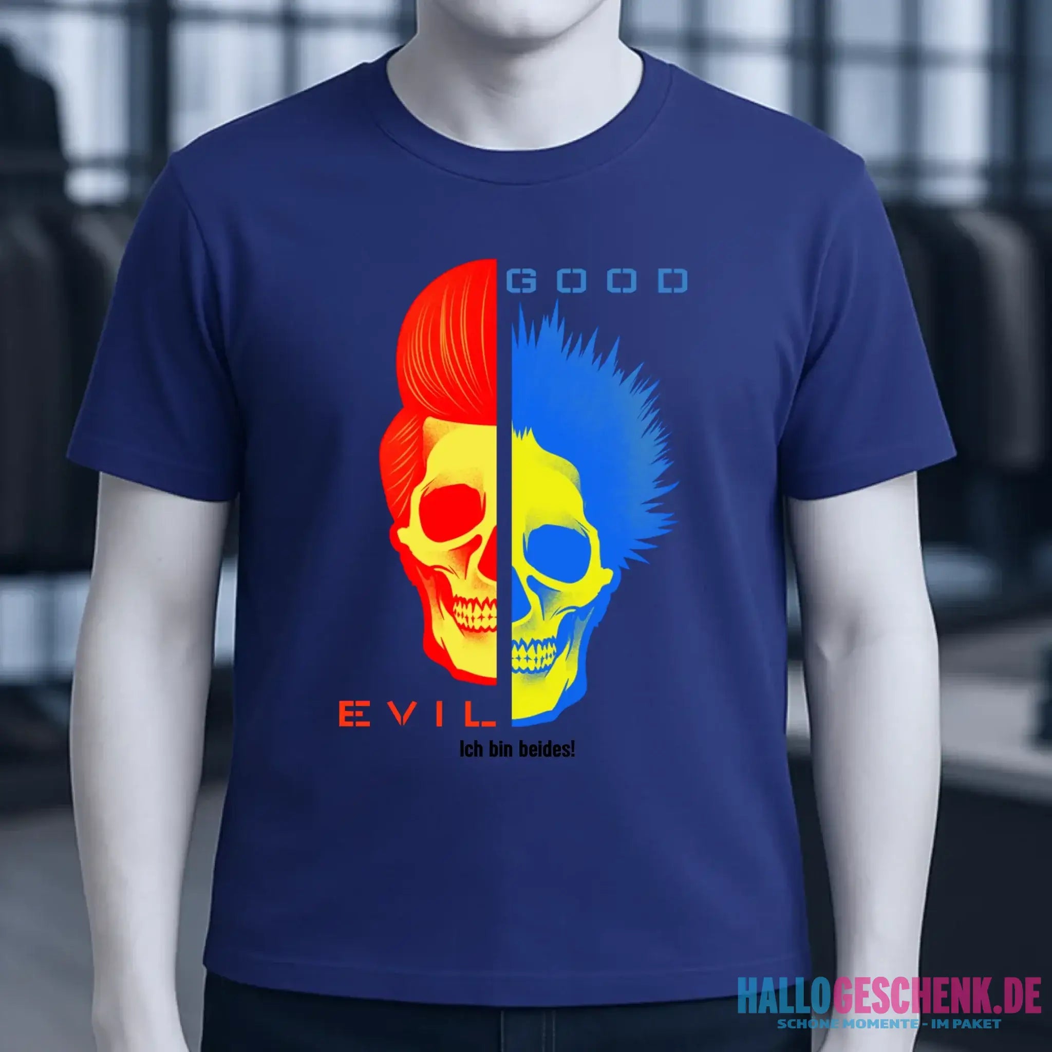 GOOD´N´EVIL - RED-BLUE • Unisex Premium T-Shirt XS-5XL aus Bio-Baumwolle für Damen & Herren • Exklusivdesign • personalisiert