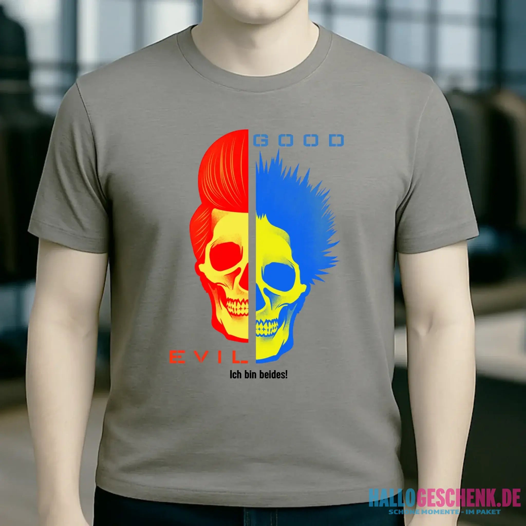 GOOD´N´EVIL - RED-BLUE • Unisex Premium T-Shirt XS-5XL aus Bio-Baumwolle für Damen & Herren • Exklusivdesign • personalisiert