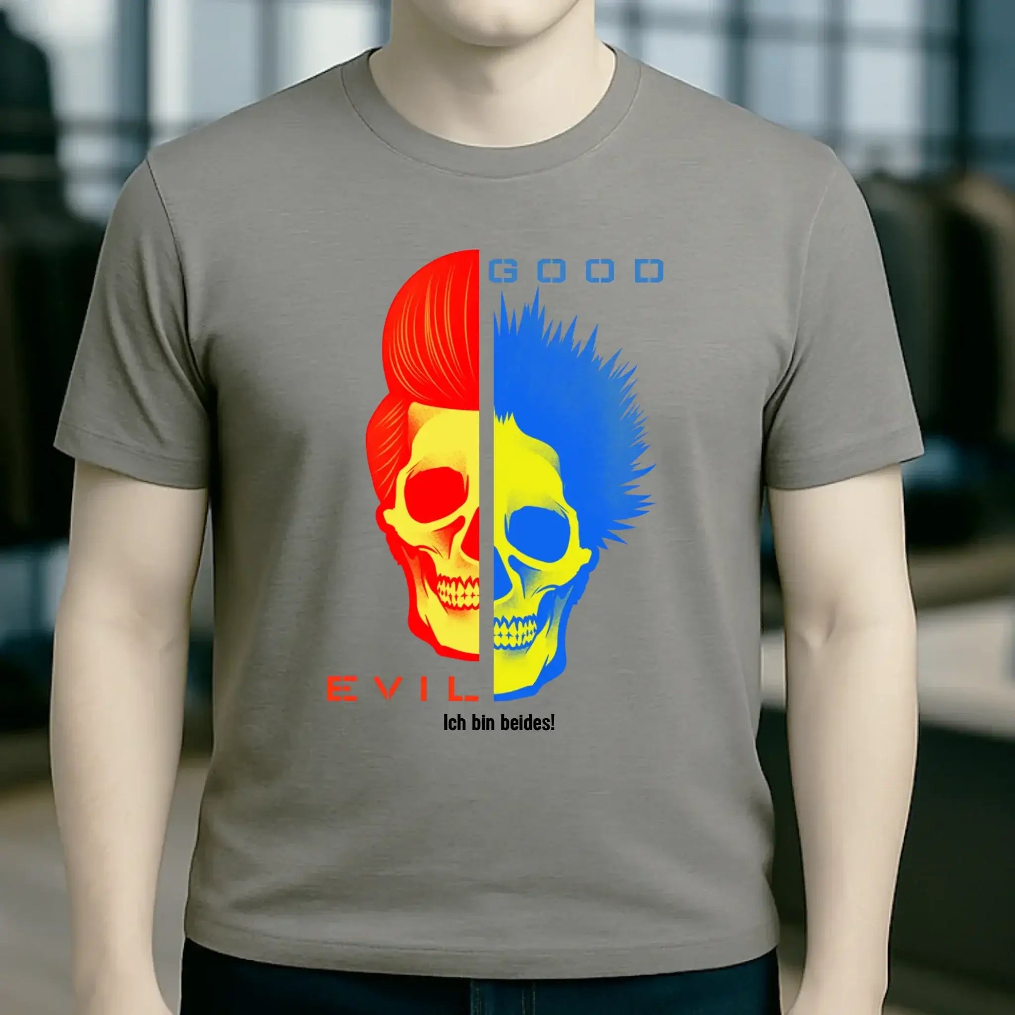 GOOD´N´EVIL - RED-BLUE • Unisex Premium T-Shirt XS-5XL aus Bio-Baumwolle für Damen & Herren • Exklusivdesign • personalisiert