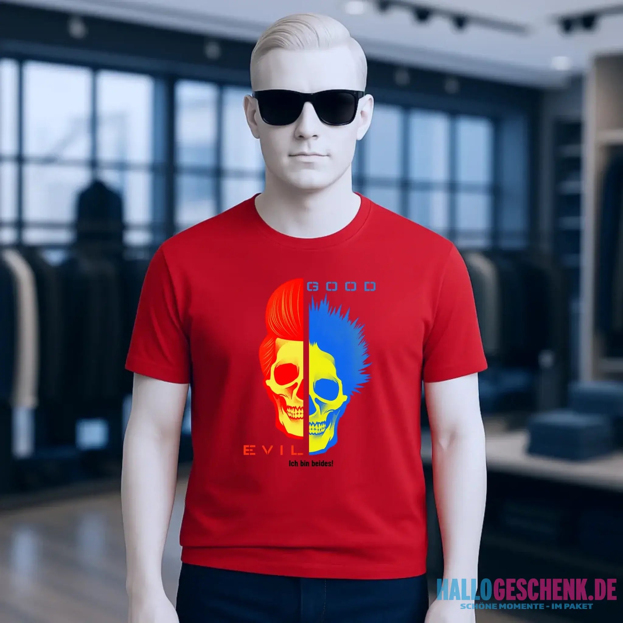 GOOD´N´EVIL - RED-BLUE • Unisex Premium T-Shirt XS-5XL aus Bio-Baumwolle für Damen & Herren • Exklusivdesign • personalisiert