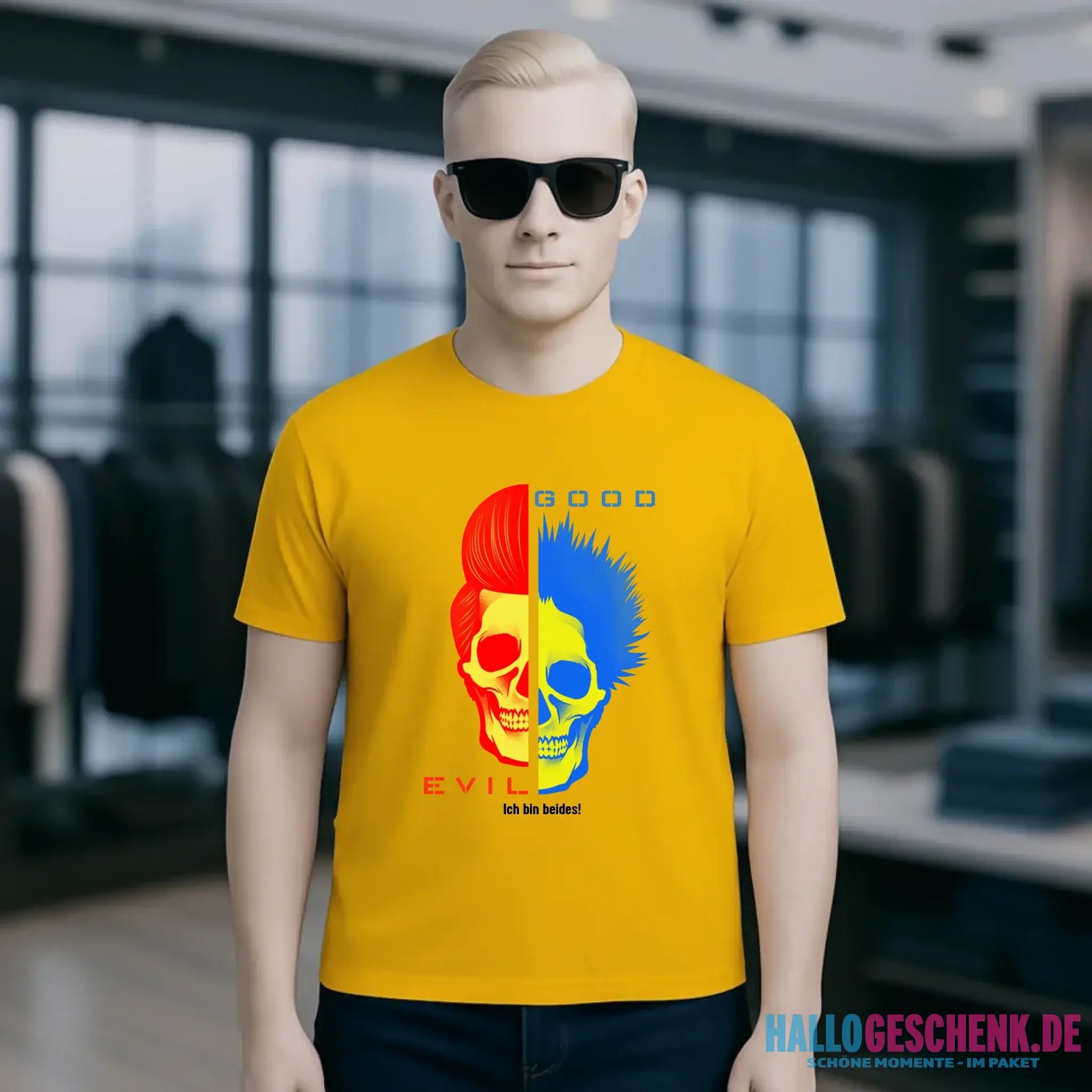 GOOD´N´EVIL - RED-BLUE • Unisex Premium T-Shirt XS-5XL aus Bio-Baumwolle für Damen & Herren • Exklusivdesign • personalisiert