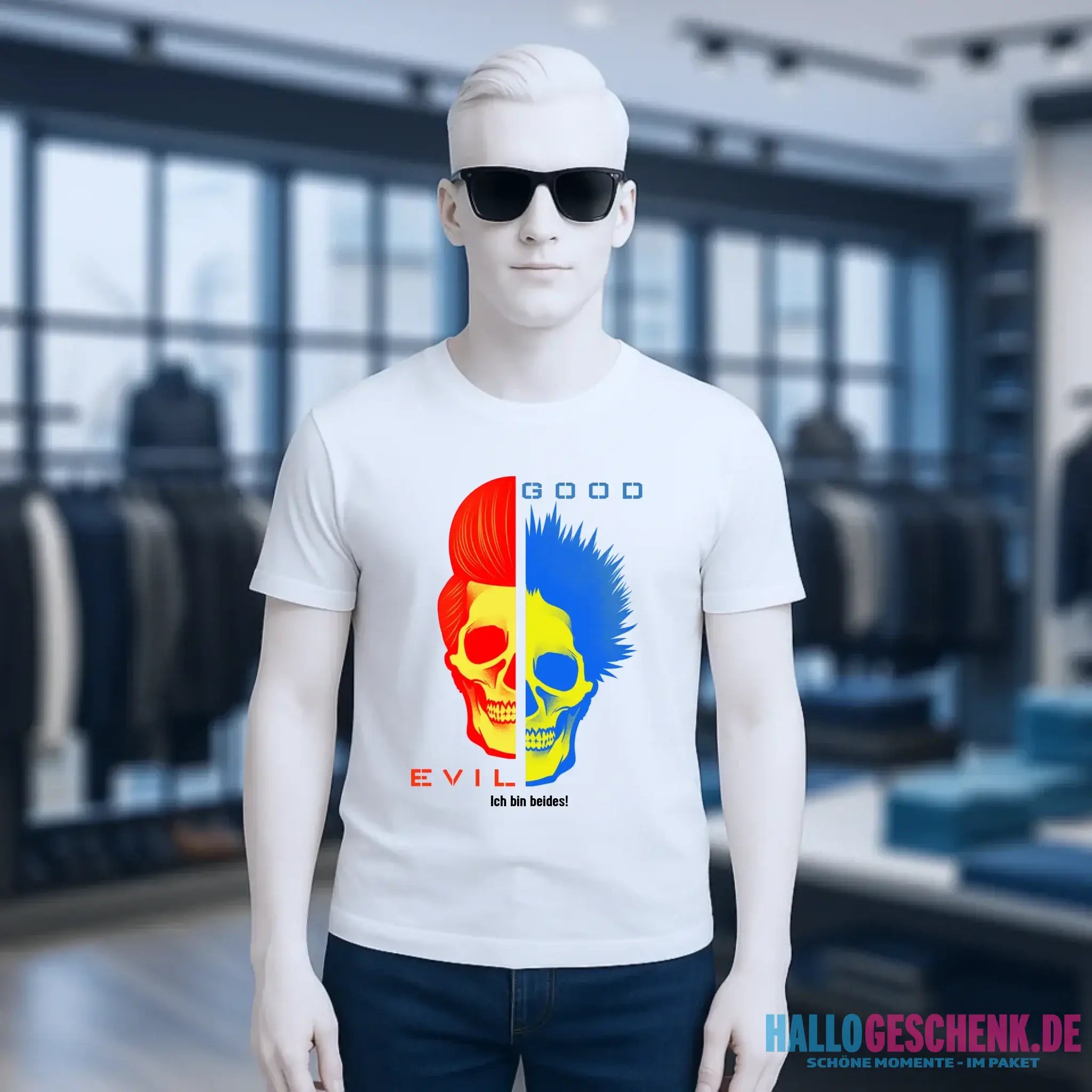 GOOD´N´EVIL - RED-BLUE • Unisex Premium T-Shirt XS-5XL aus Bio-Baumwolle für Damen & Herren • Exklusivdesign • personalisiert