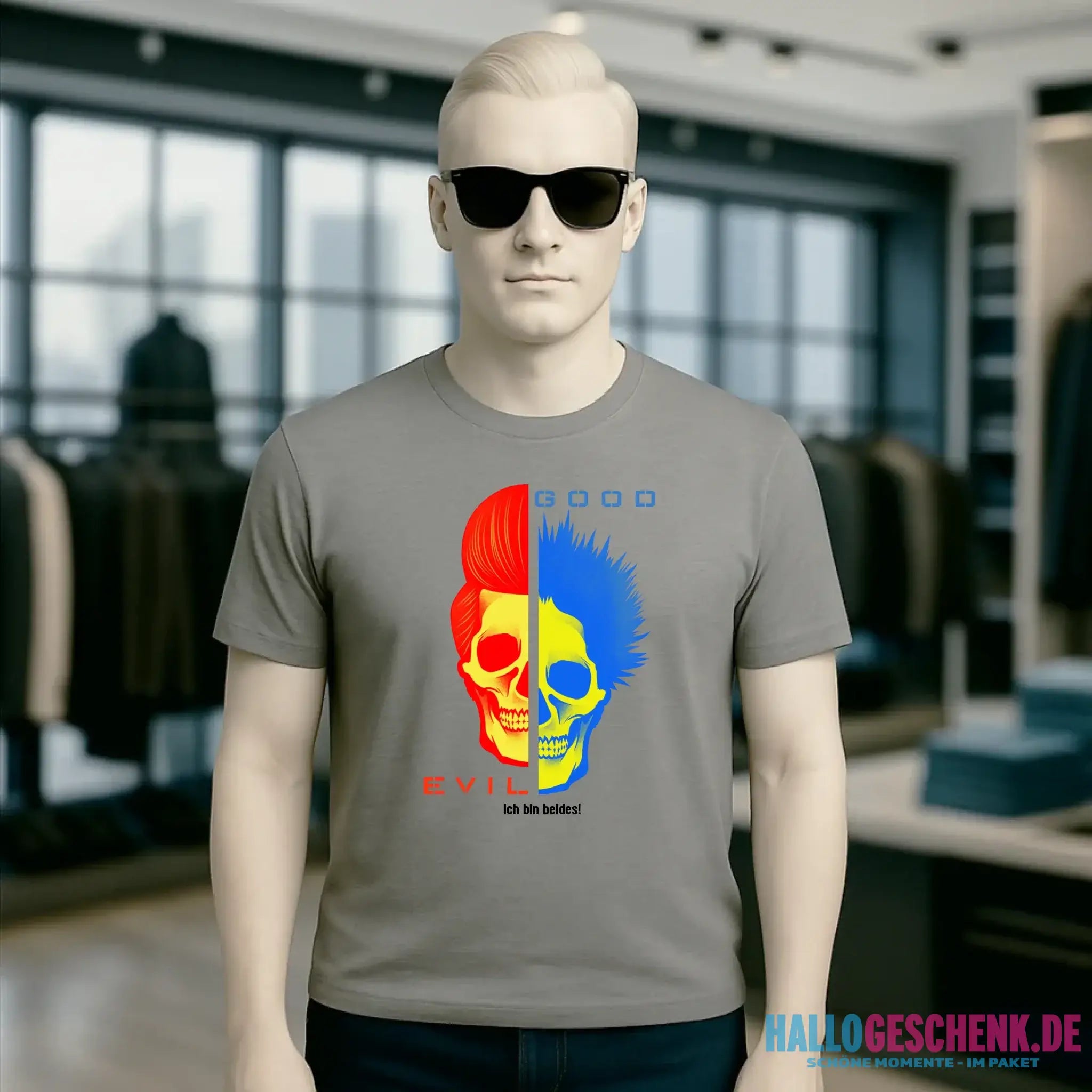 GOOD´N´EVIL - RED-BLUE • Unisex Premium T-Shirt XS-5XL aus Bio-Baumwolle für Damen & Herren • Exklusivdesign • personalisiert