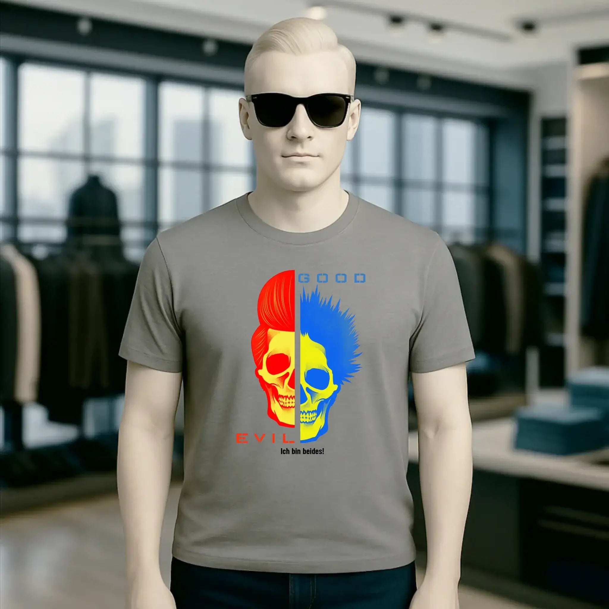 GOOD´N´EVIL - RED-BLUE • Unisex Premium T-Shirt XS-5XL aus Bio-Baumwolle für Damen & Herren • Exklusivdesign • personalisiert