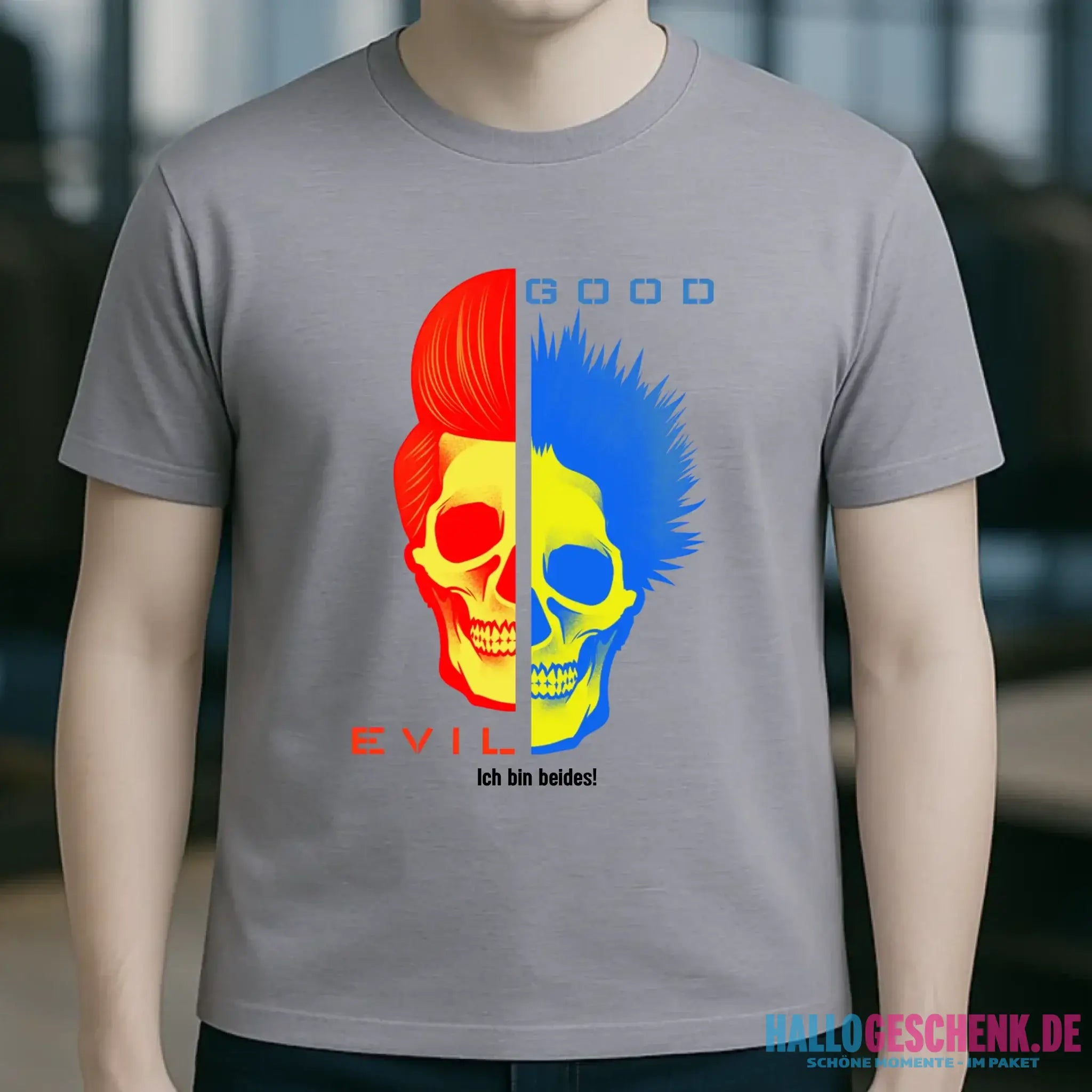 GOOD´N´EVIL - RED-BLUE • Unisex Premium T-Shirt XS-5XL aus Bio-Baumwolle für Damen & Herren • Exklusivdesign • personalisiert