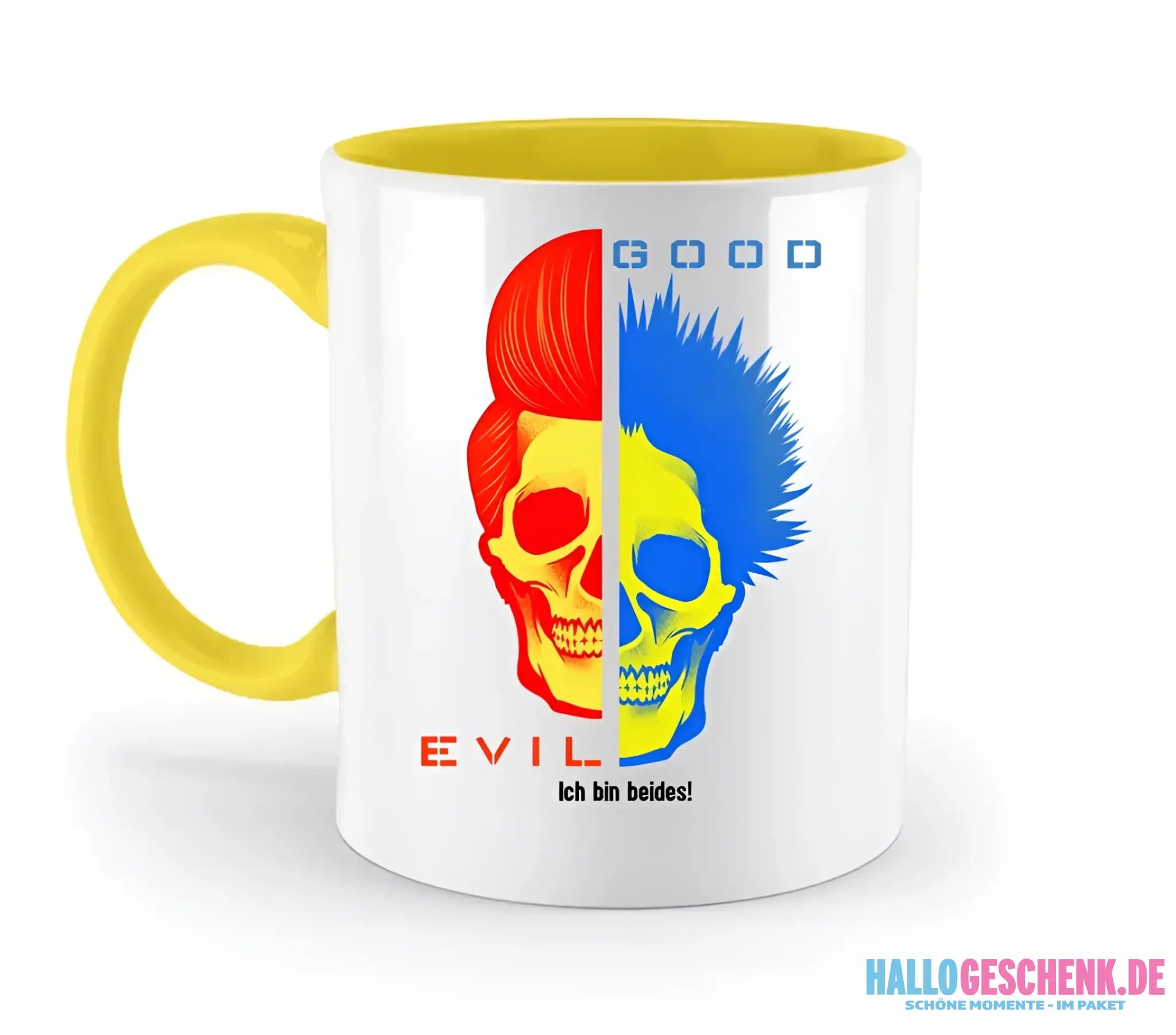 GOOD´N´EVIL - RED-BLUE • zweifarbige Tasse • Exklusivdesign • personalisiert