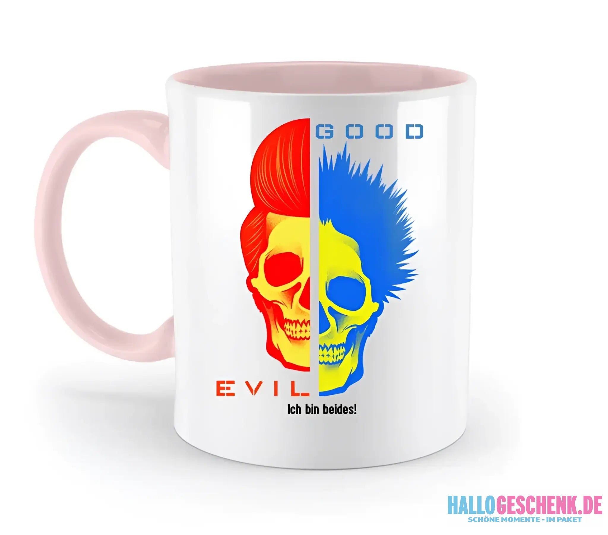 GOOD´N´EVIL - RED-BLUE • zweifarbige Tasse • Exklusivdesign • personalisiert