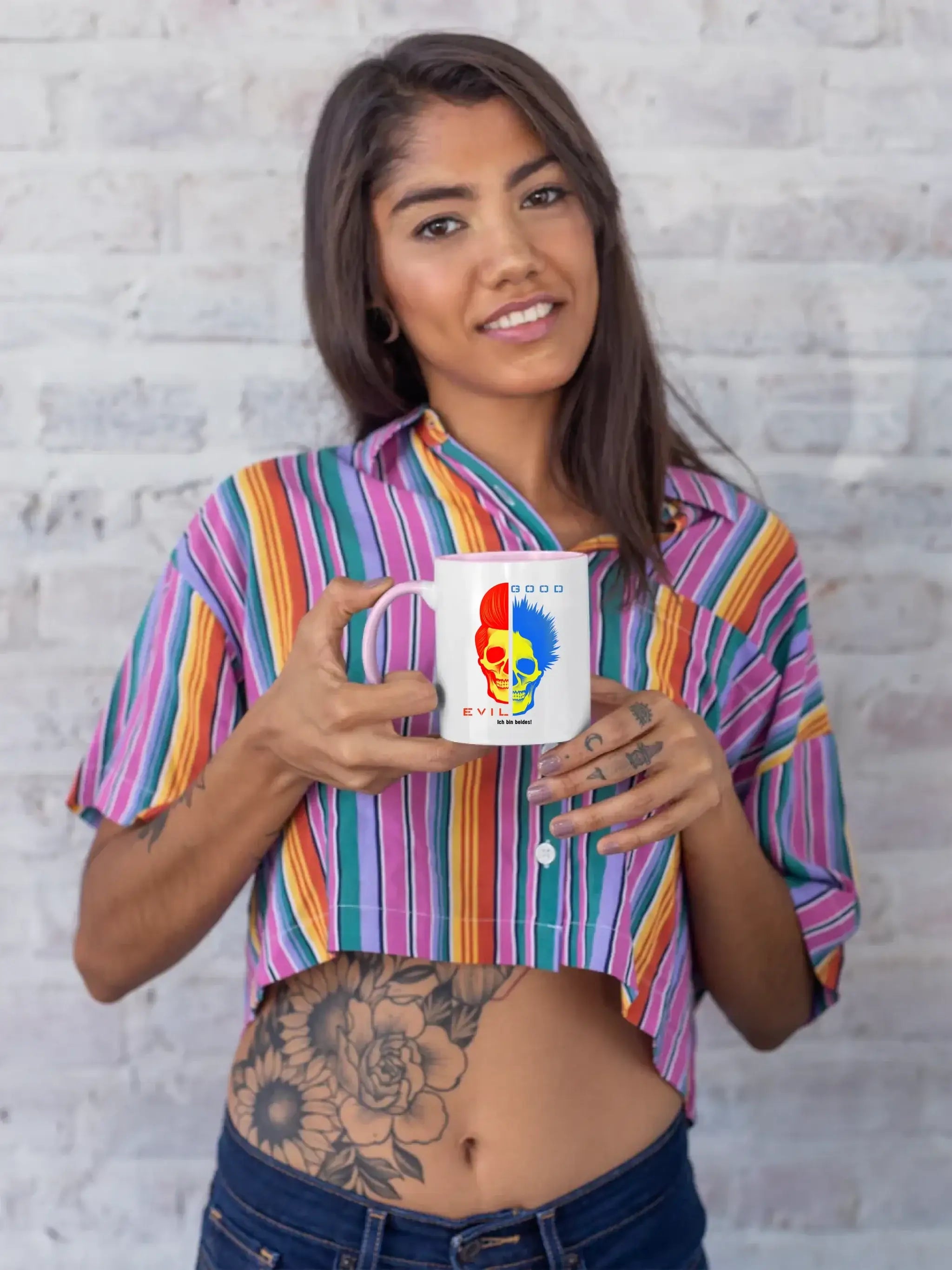 GOOD´N´EVIL - RED-BLUE • zweifarbige Tasse • Exklusivdesign • personalisiert