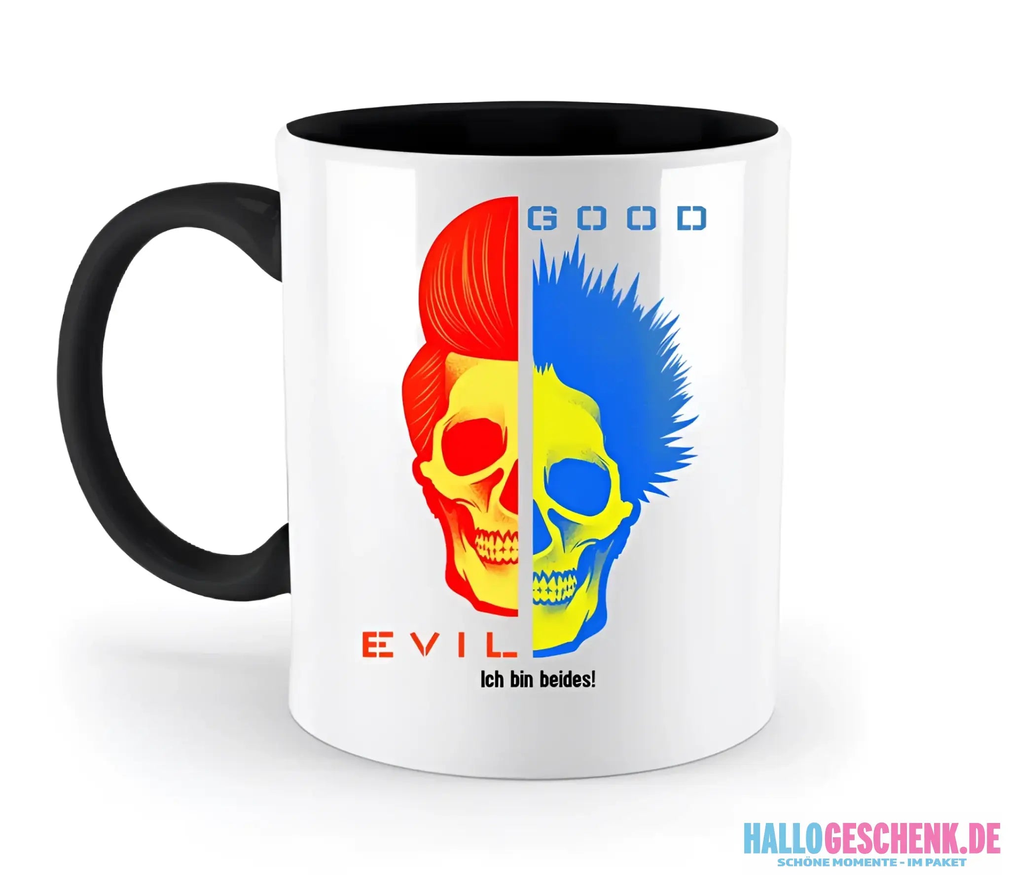 GOOD´N´EVIL - RED-BLUE • zweifarbige Tasse • Exklusivdesign • personalisiert