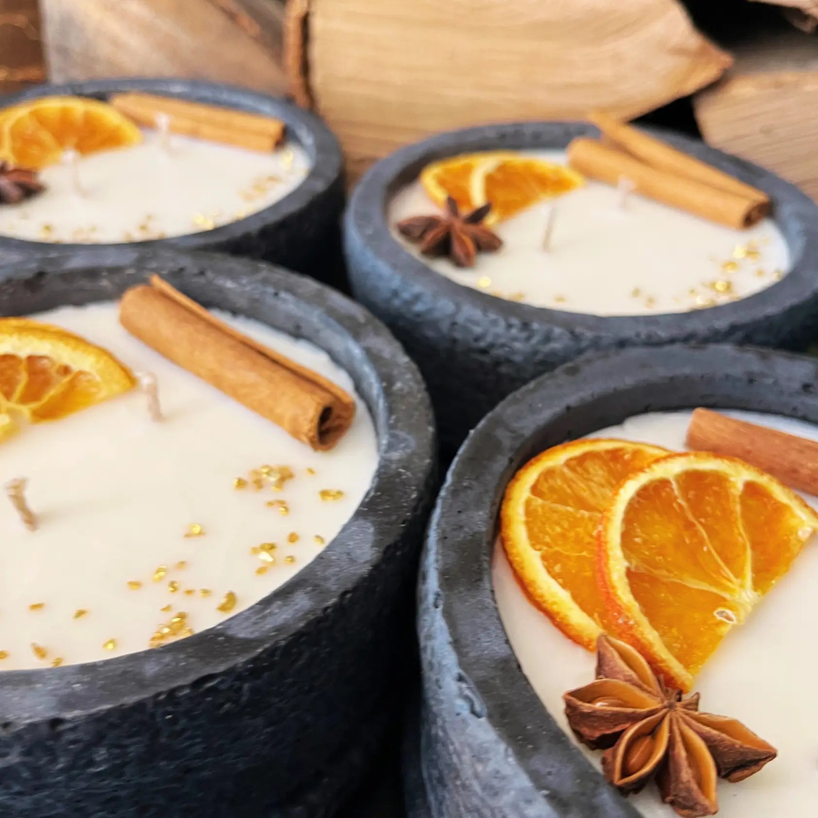 Handgefertigte Betonduftkerze „Black Cinnamon“ aus dem Schwarzwald – Gemütliche Atmosphäre für Ihr Zuhause - Duftkerze