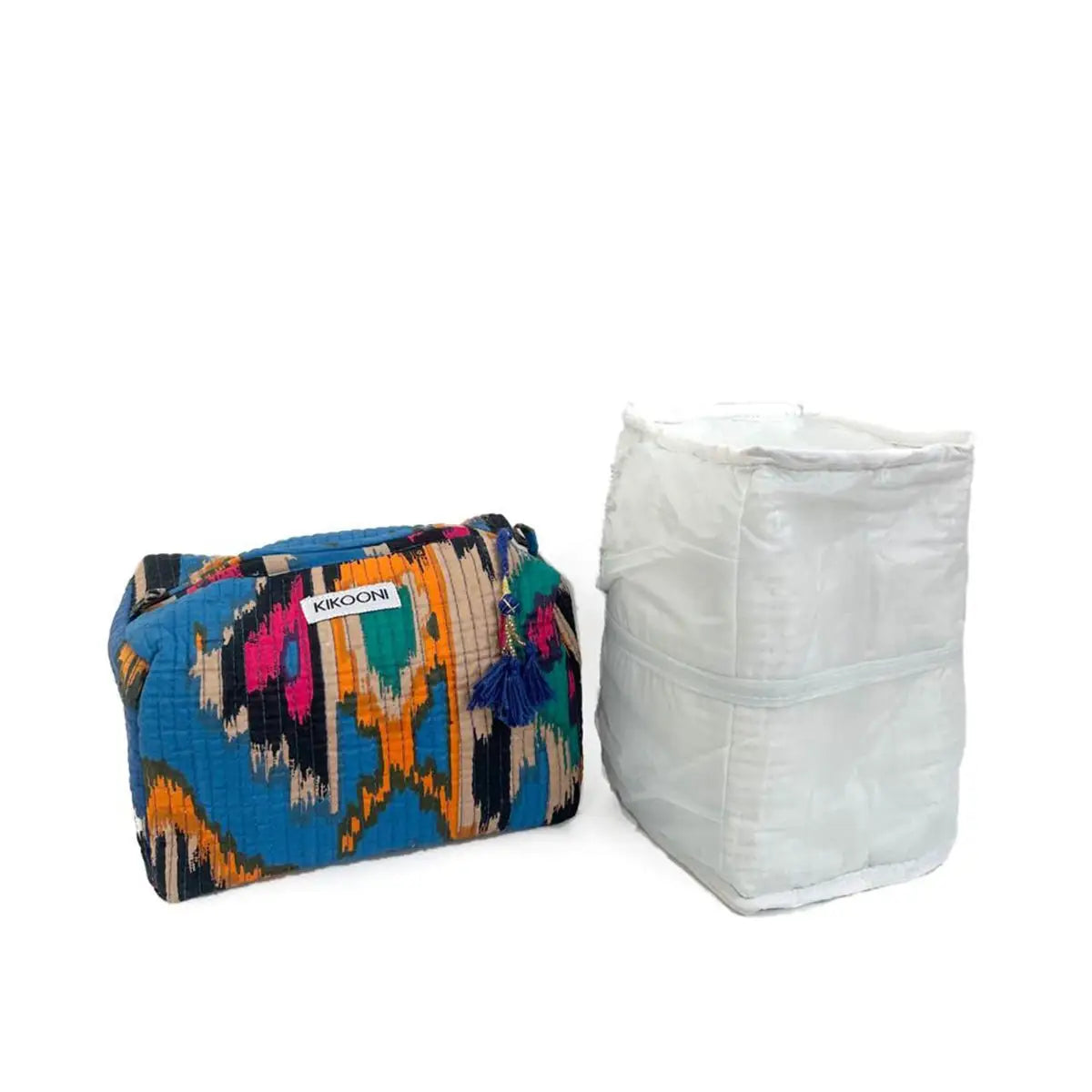 Handgemachte kleine Kosmetiktasche ’blue Ikat’ - handgefertigte Taschen