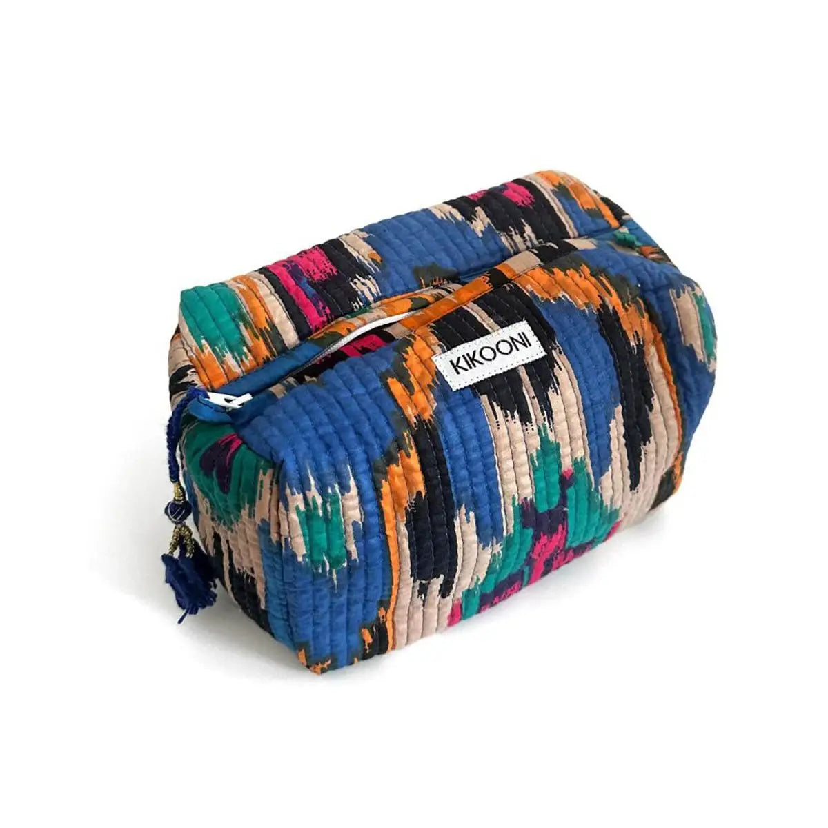 Handgemachte kleine Kosmetiktasche ’blue Ikat’ - handgefertigte Taschen