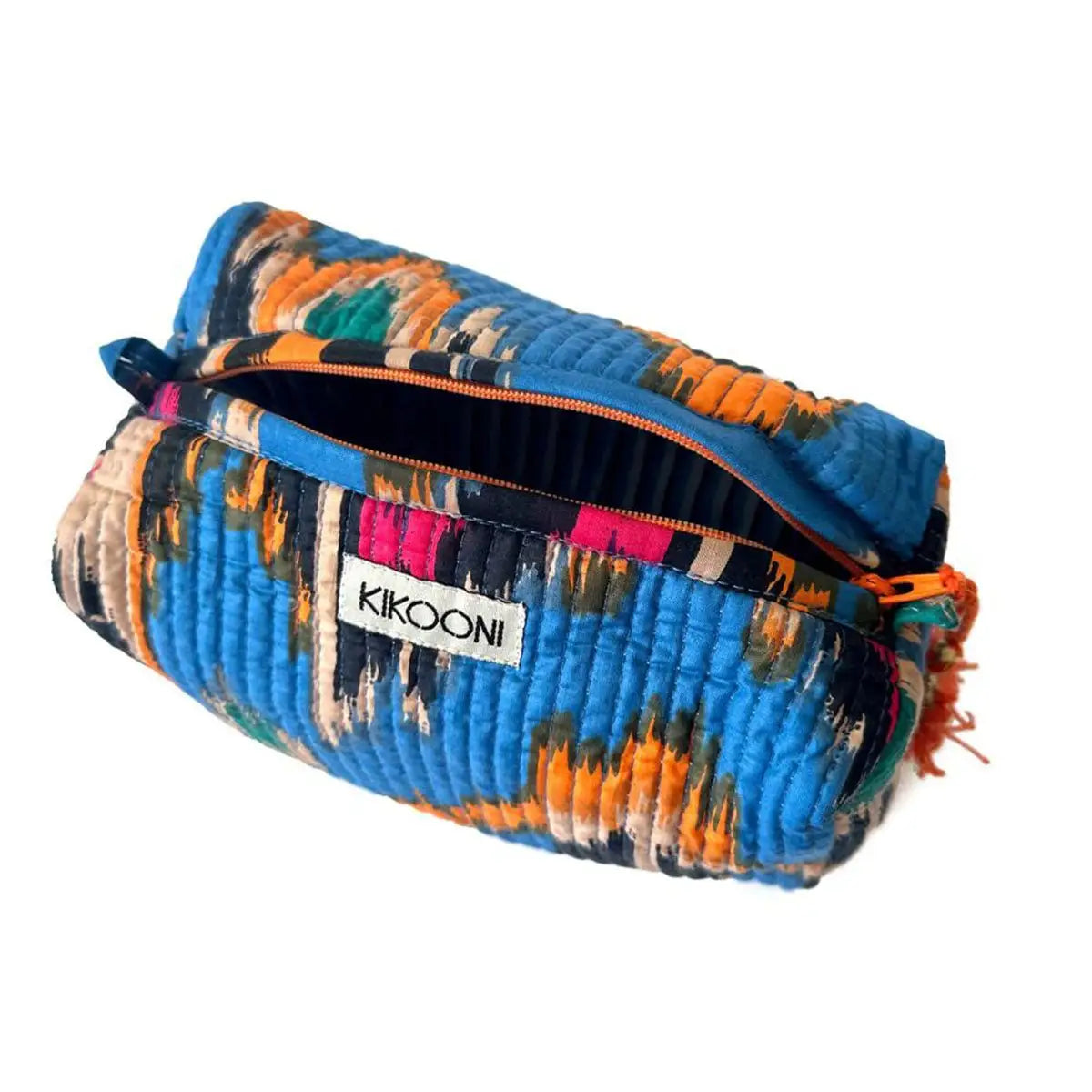Handgemachte kleine Kosmetiktasche ’blue Ikat’ - handgefertigte Taschen