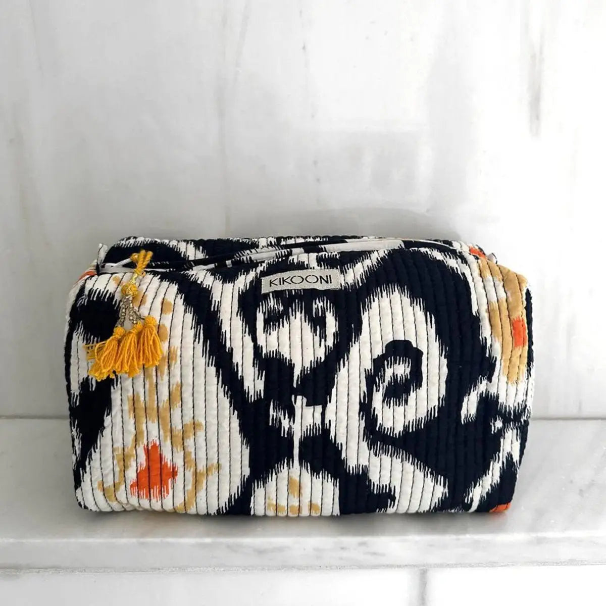 Handgemachte Kosmetiktasche ’BLACK IKAT’ - handgefertigte Taschen