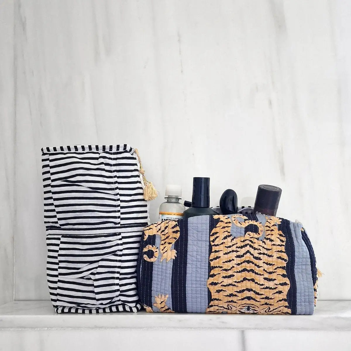 Handgemachte Kosmetiktasche ’poppy Tiger’ black - handgefertigte Taschen