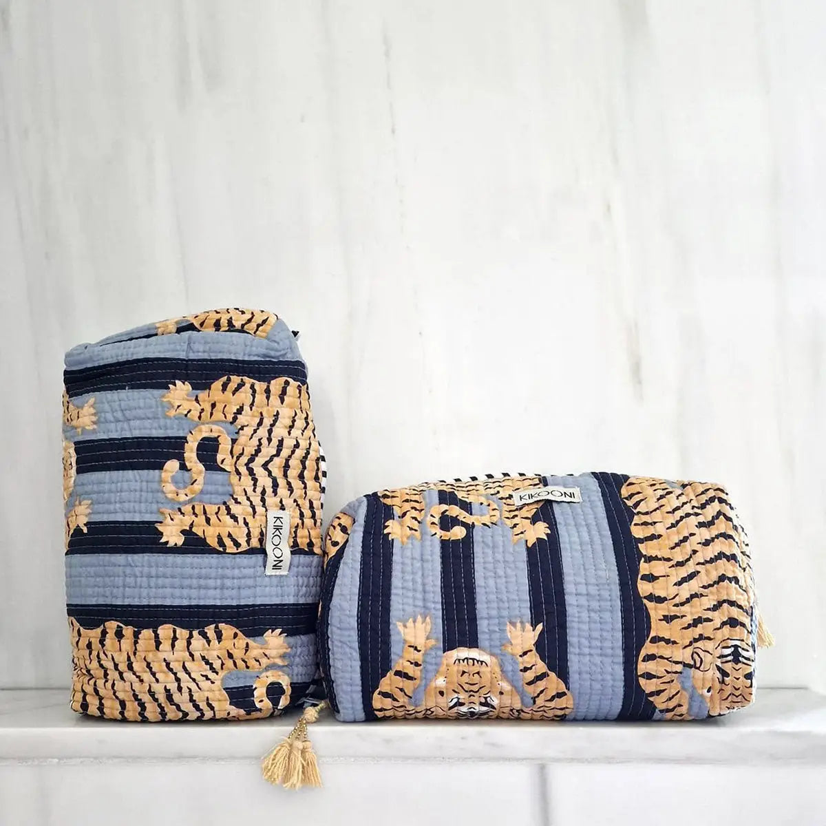 Handgemachte Kosmetiktasche ’poppy Tiger’ black - handgefertigte Taschen