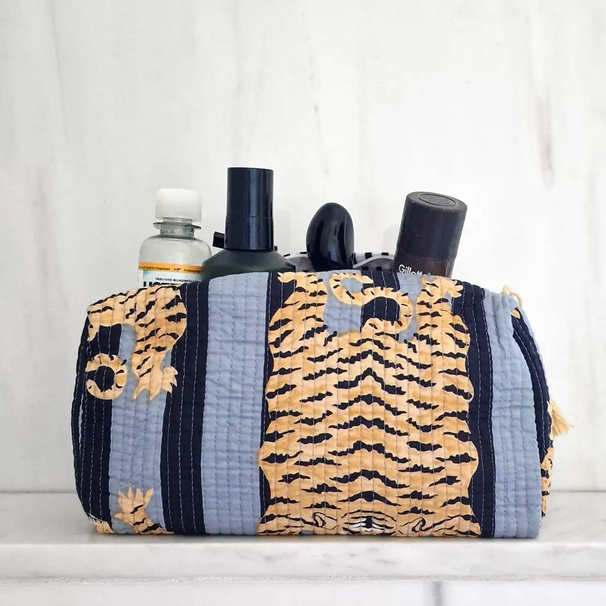 Handgemachte Kosmetiktasche ’poppy Tiger’ black - handgefertigte Taschen