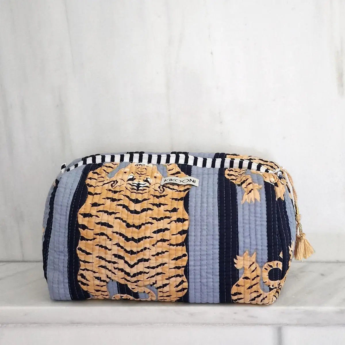 Handgemachte Kosmetiktasche ’poppy Tiger’ black - handgefertigte Taschen