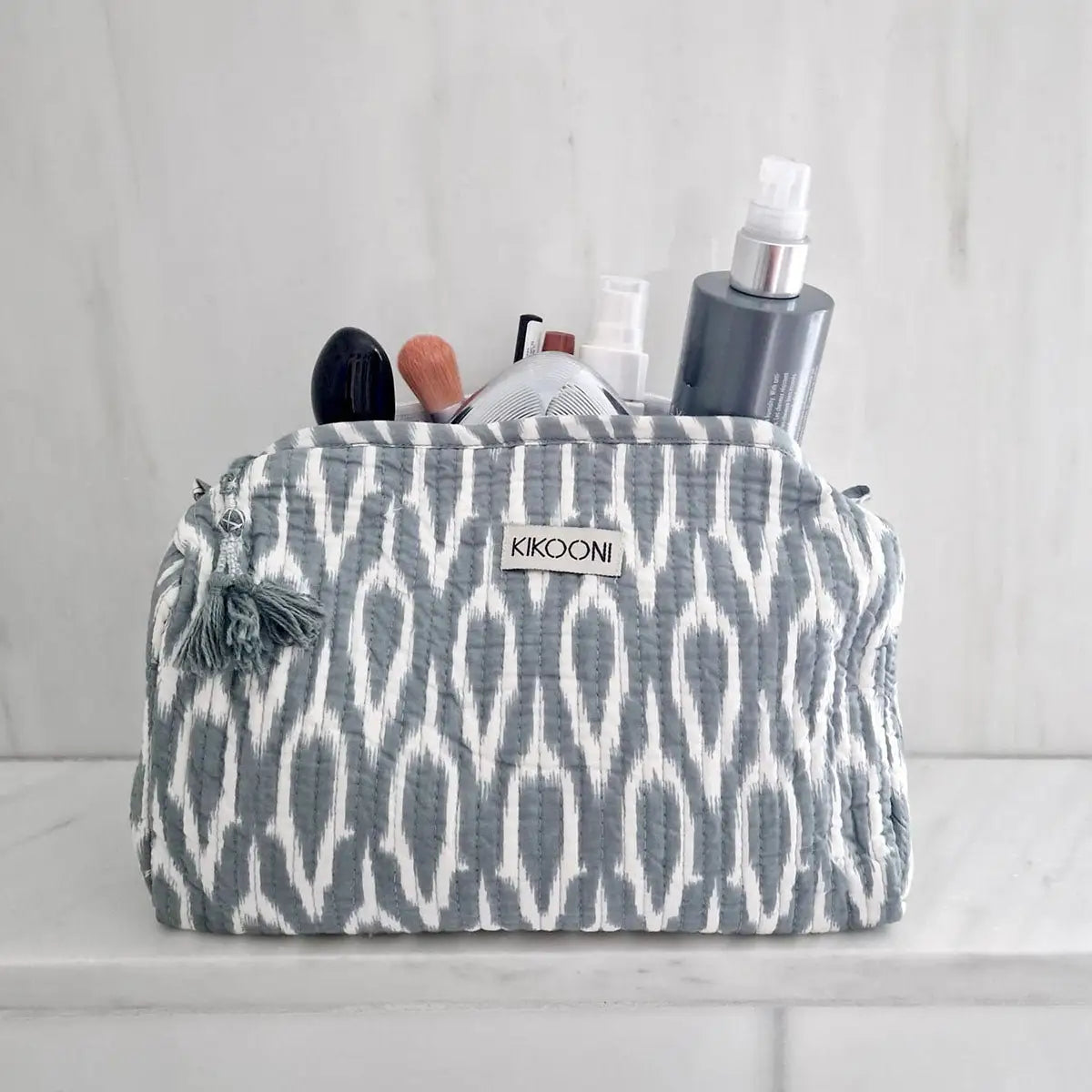 Handgemachte Kosmetiktasche ’Positive Grey’ - handgefertigte Taschen