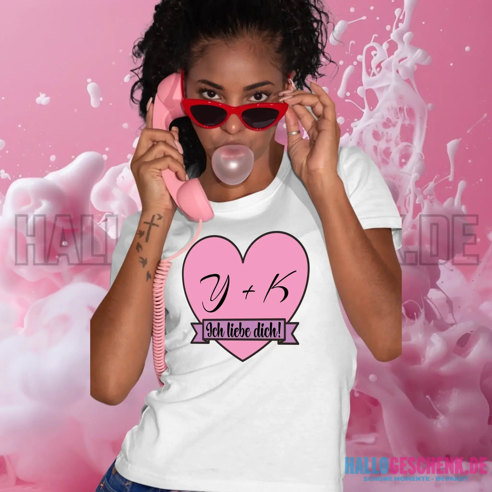 Herz mit Botschaft • Ladies Premium T-Shirt XS-2XL aus Bio-Baumwolle für Damen • Exklusivdesign • personalisiert