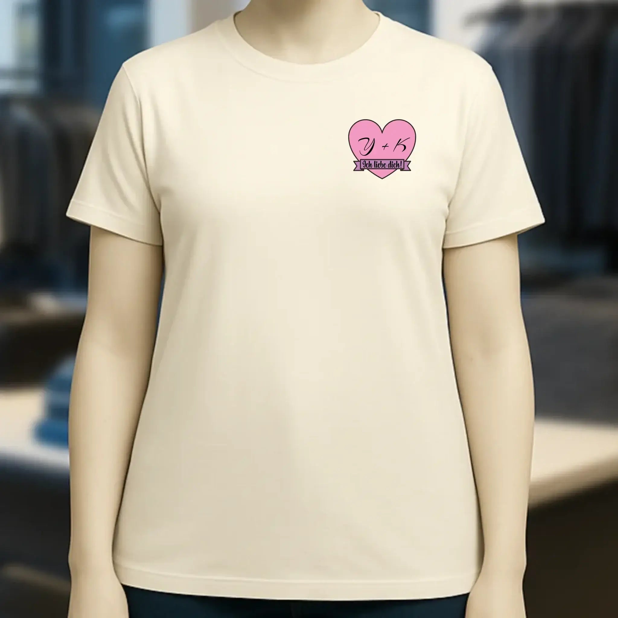 Herz mit Botschaft • Ladies Premium T-Shirt XS-2XL aus Bio-Baumwolle für Damen • Exklusivdesign • personalisiert • Brustdruck