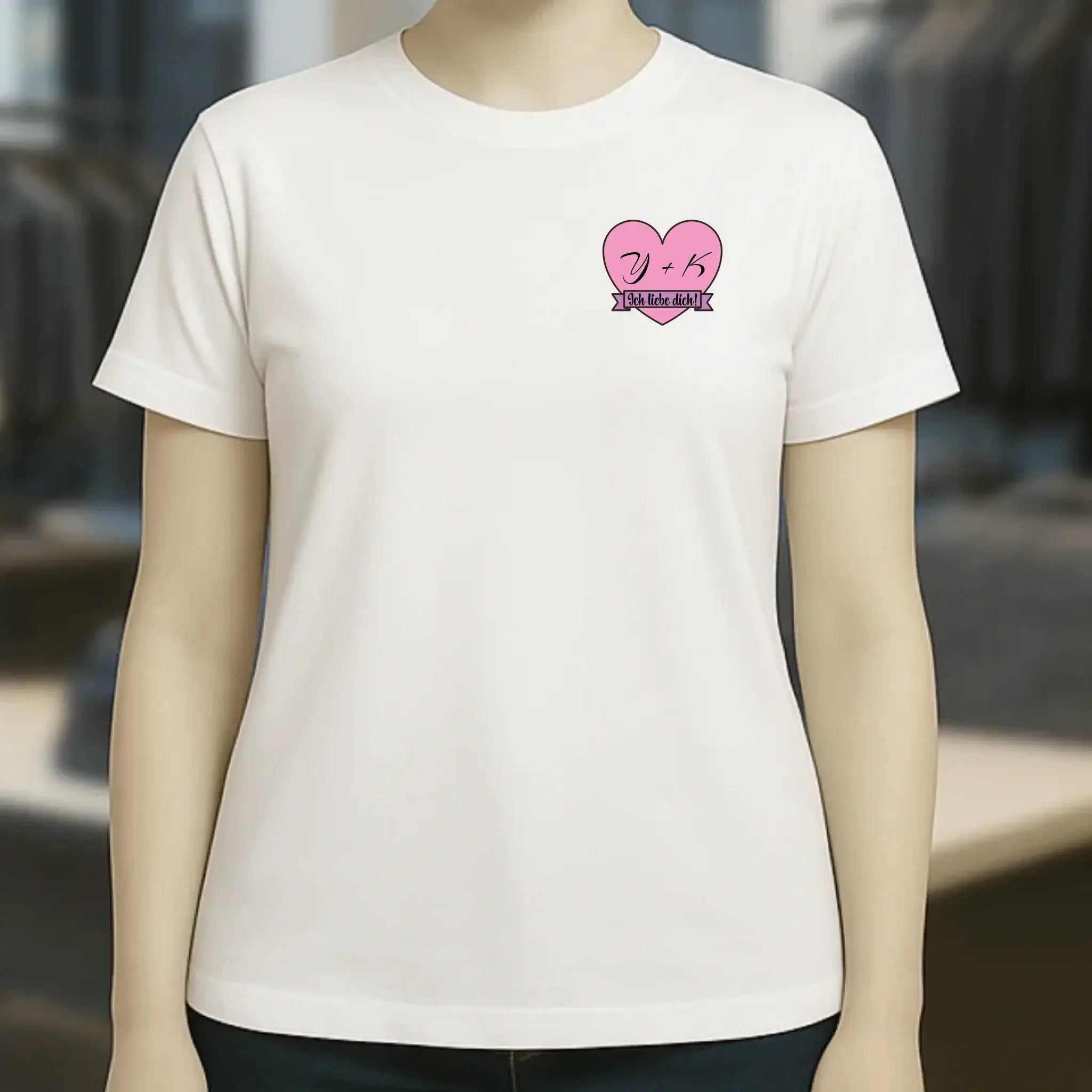 Herz mit Botschaft • Ladies Premium T-Shirt XS-2XL aus Bio-Baumwolle für Damen • Exklusivdesign • personalisiert • Brustdruck