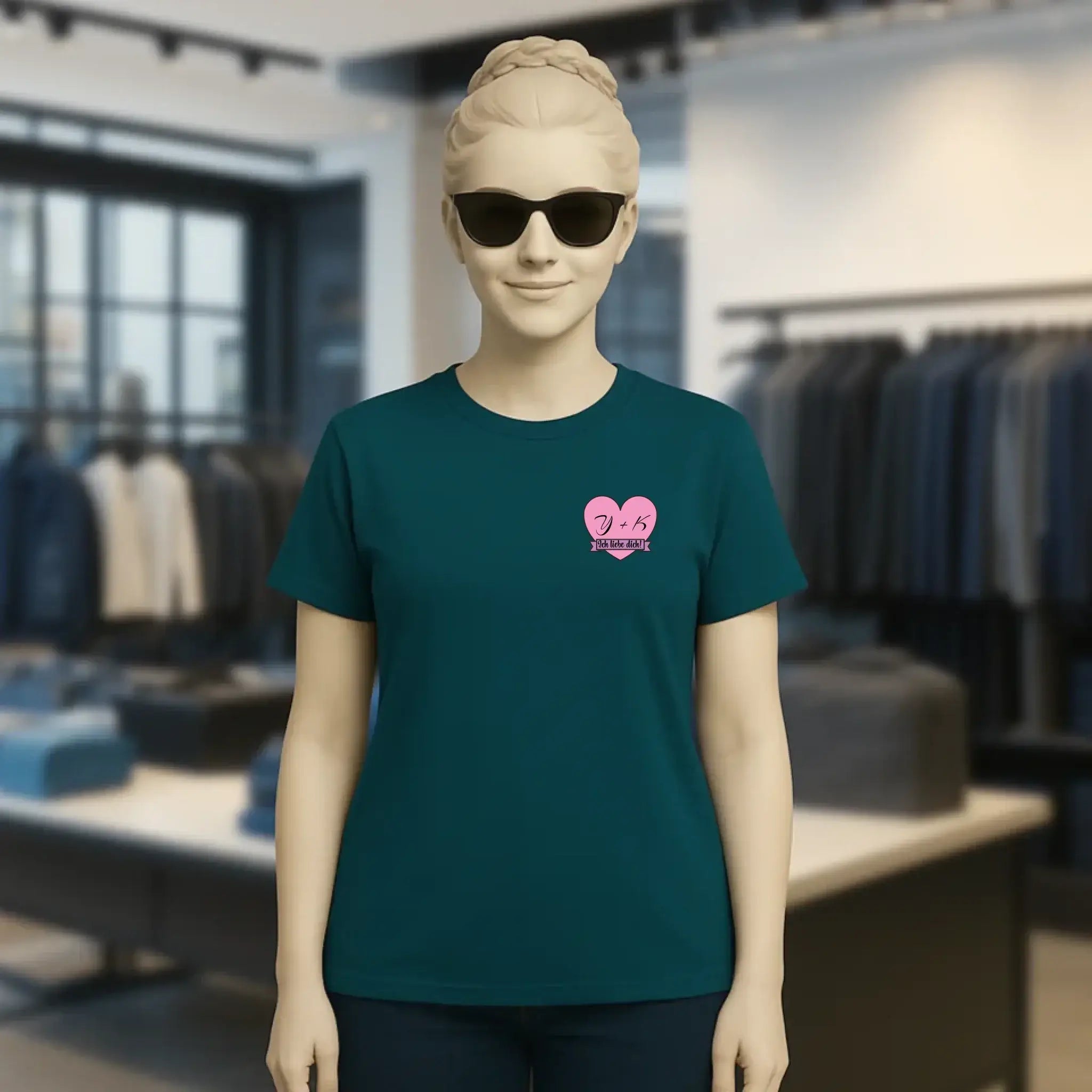 Herz mit Botschaft • Ladies Premium T-Shirt XS-2XL aus Bio-Baumwolle für Damen • Exklusivdesign • personalisiert • Brustdruck