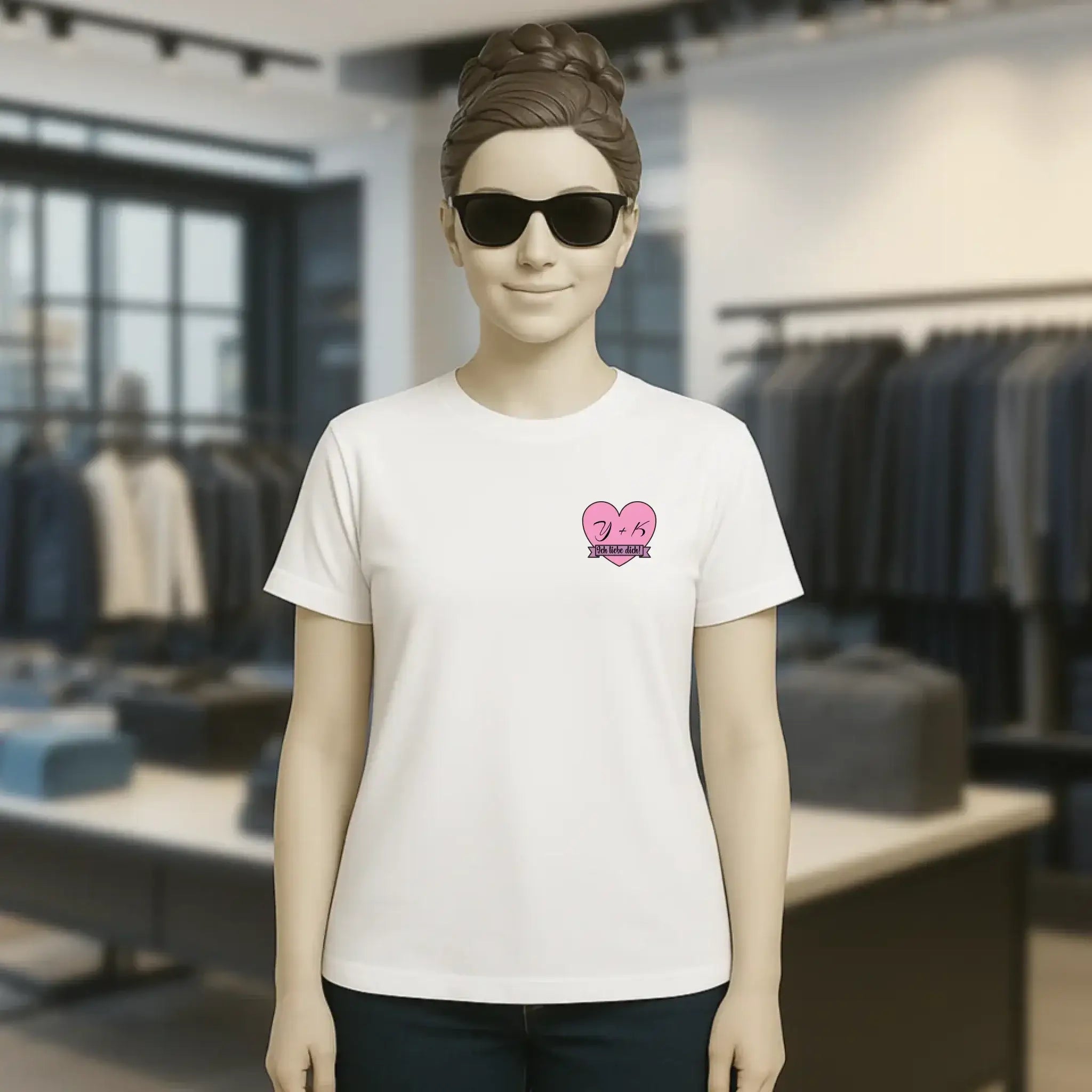 Herz mit Botschaft • Ladies Premium T-Shirt XS-2XL aus Bio-Baumwolle für Damen • Exklusivdesign • personalisiert • Brustdruck