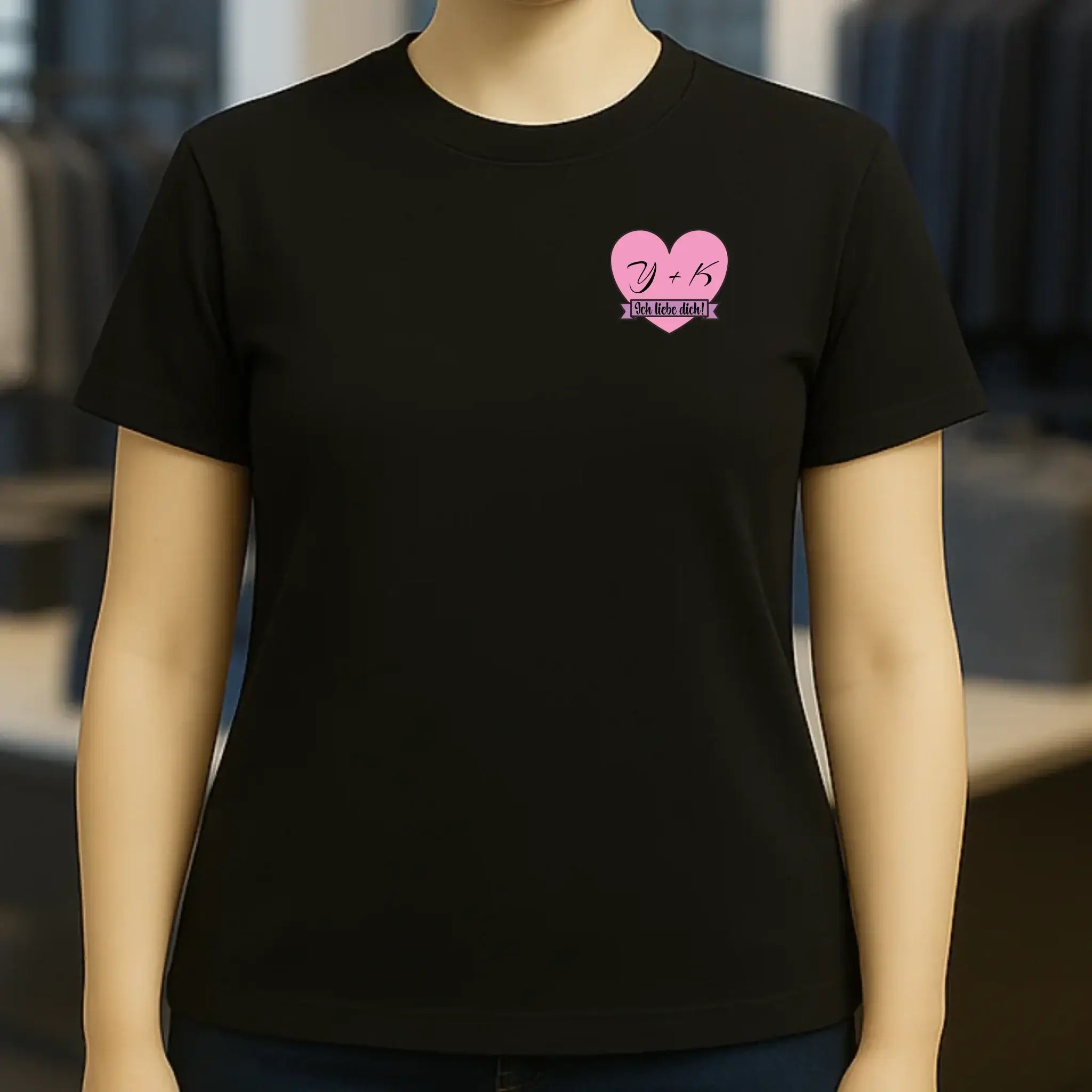 Herz mit Botschaft • Ladies Premium T-Shirt XS-2XL aus Bio-Baumwolle für Damen • Exklusivdesign • personalisiert • Brustdruck