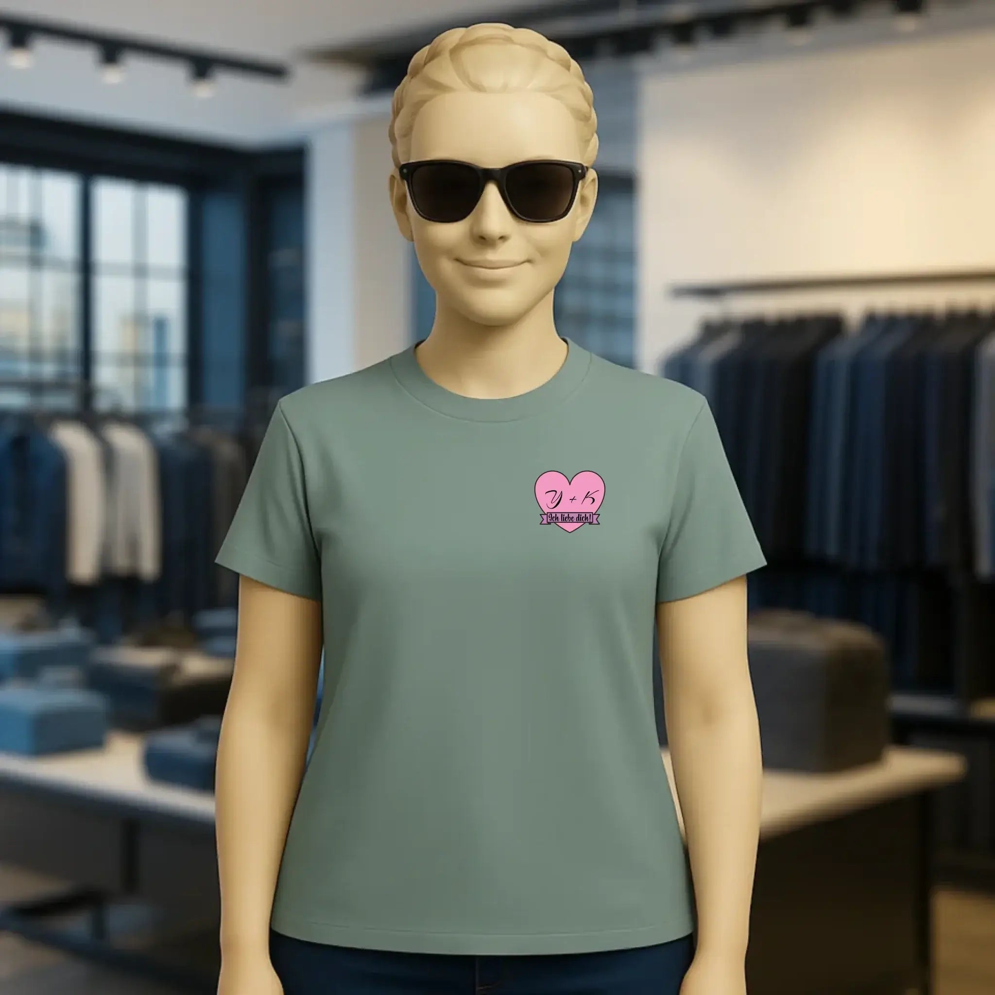 Herz mit Botschaft • Ladies Premium T-Shirt XS-2XL aus Bio-Baumwolle für Damen • Exklusivdesign • personalisiert • Brustdruck