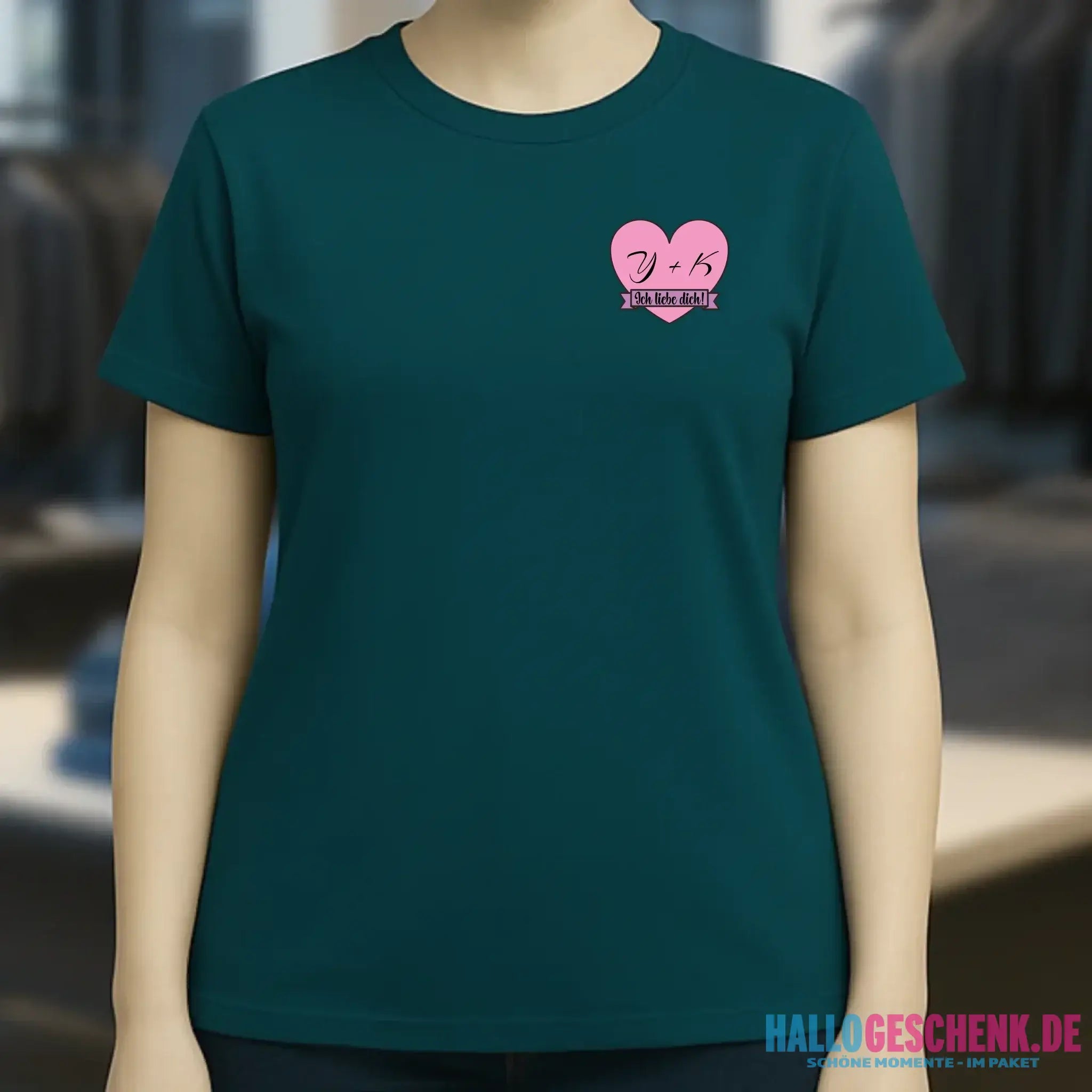 Herz mit Botschaft • Ladies Premium T-Shirt XS-2XL aus Bio-Baumwolle für Damen • Exklusivdesign • personalisiert • Brustdruck