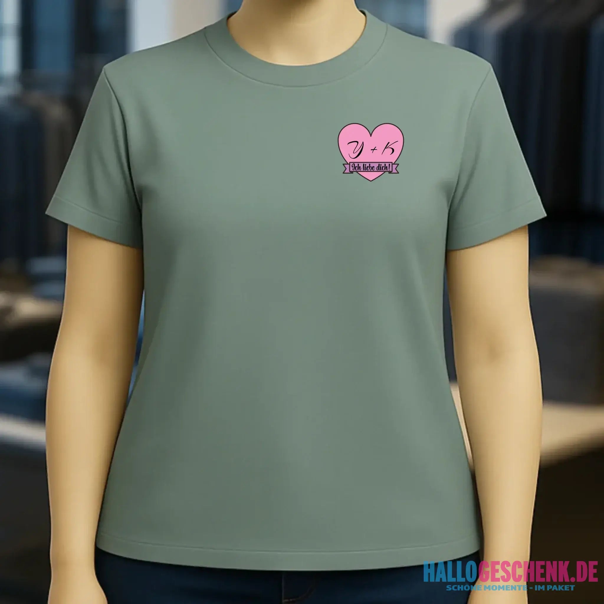 Herz mit Botschaft • Ladies Premium T-Shirt XS-2XL aus Bio-Baumwolle für Damen • Exklusivdesign • personalisiert • Brustdruck