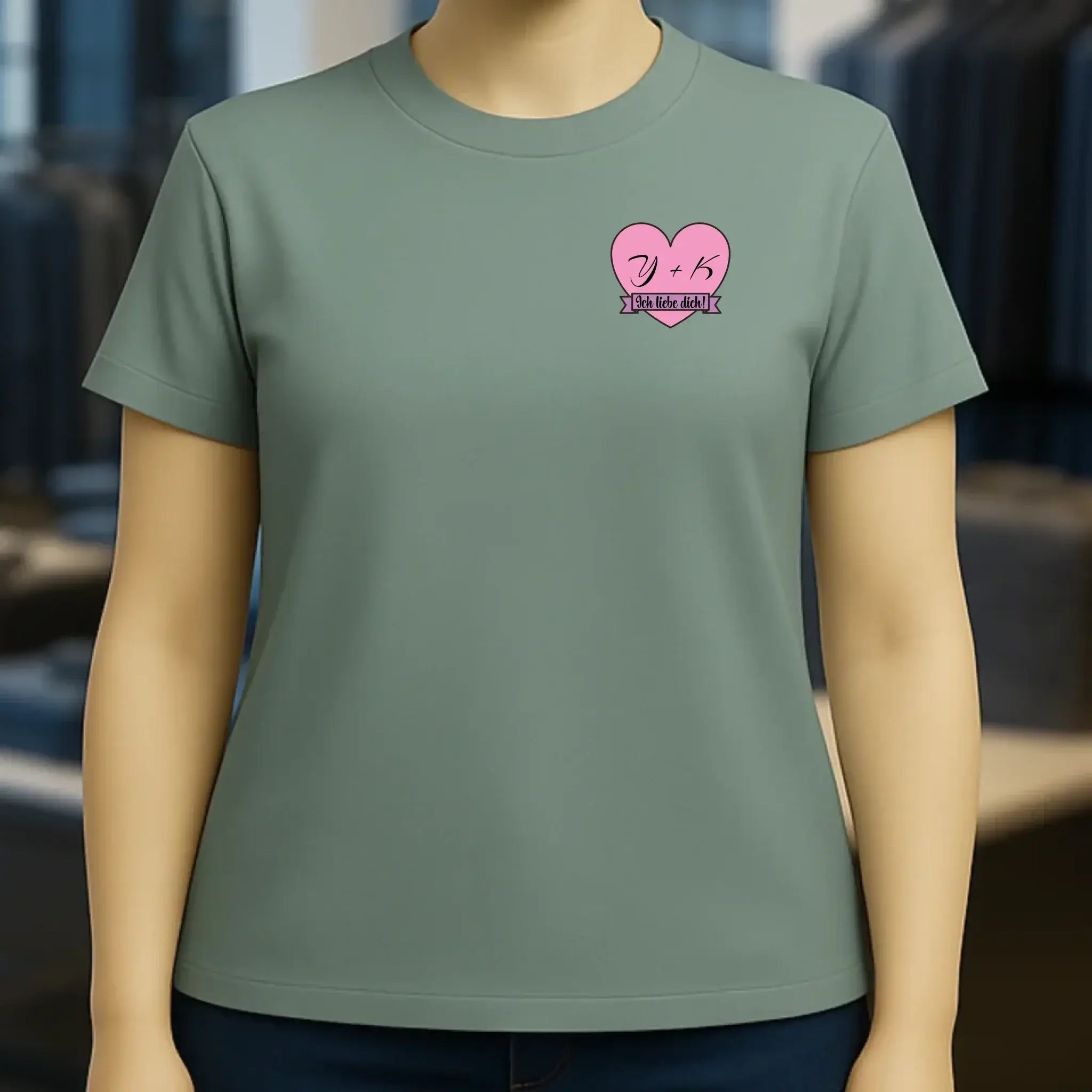 Herz mit Botschaft • Ladies Premium T-Shirt XS-2XL aus Bio-Baumwolle für Damen • Exklusivdesign • personalisiert • Brustdruck